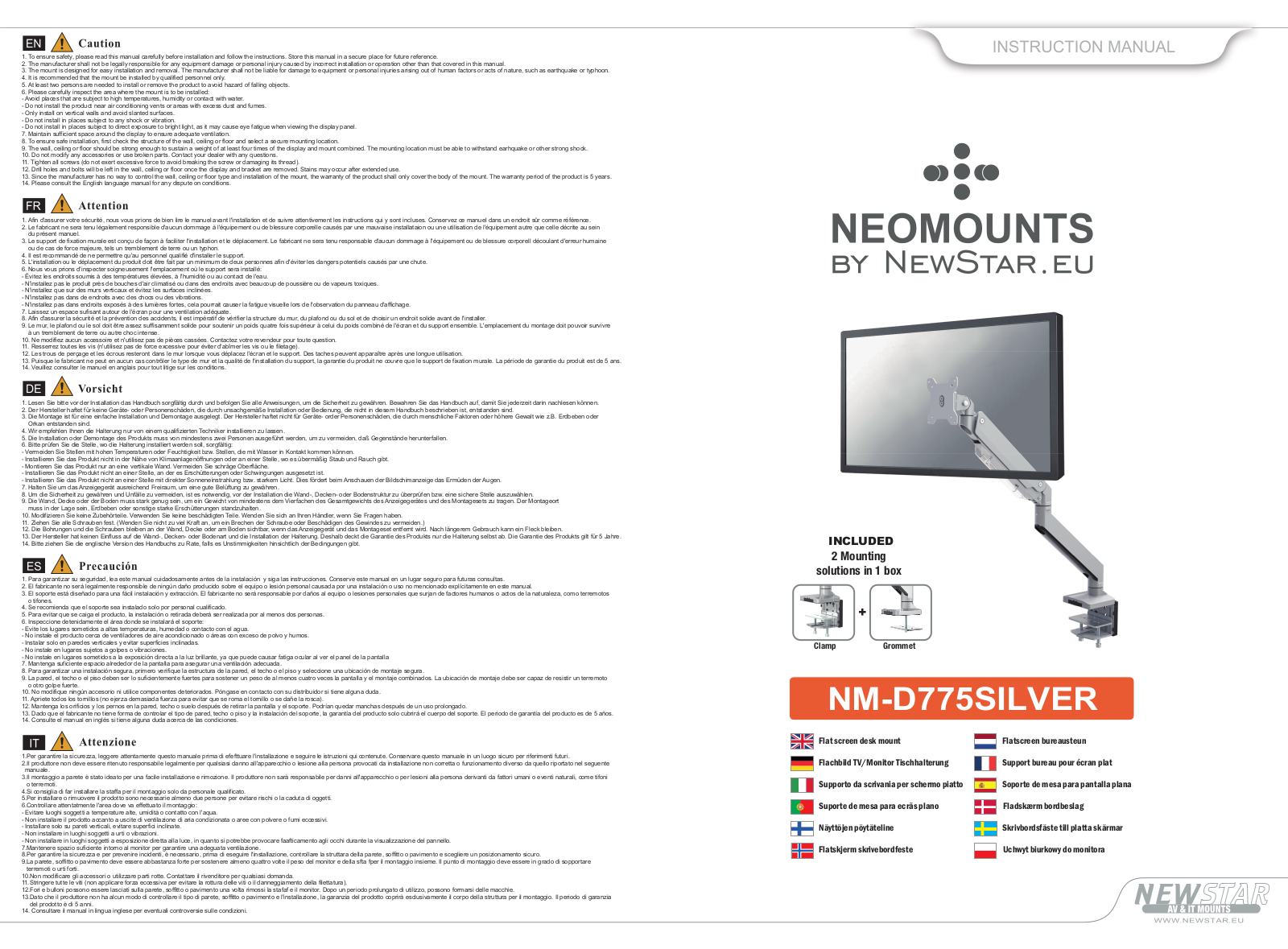 Newstar NM-D775ZILVER User manual