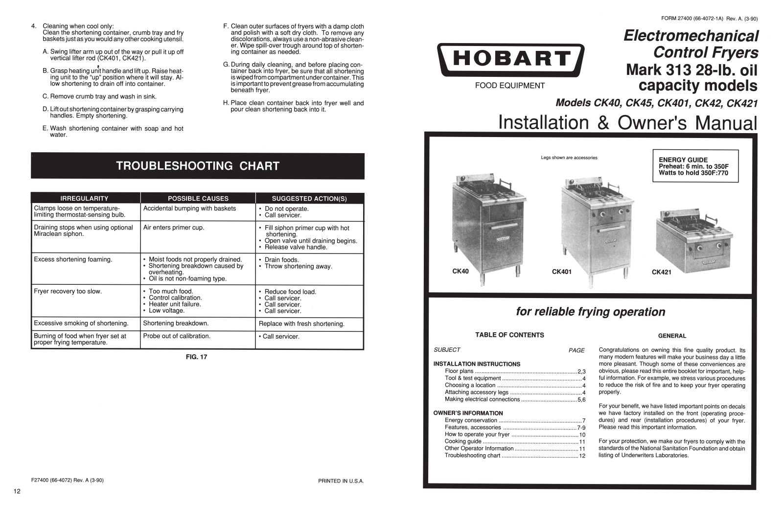 Hobart CK45, CK42, CK40, CK421, CK401 User Manual 2