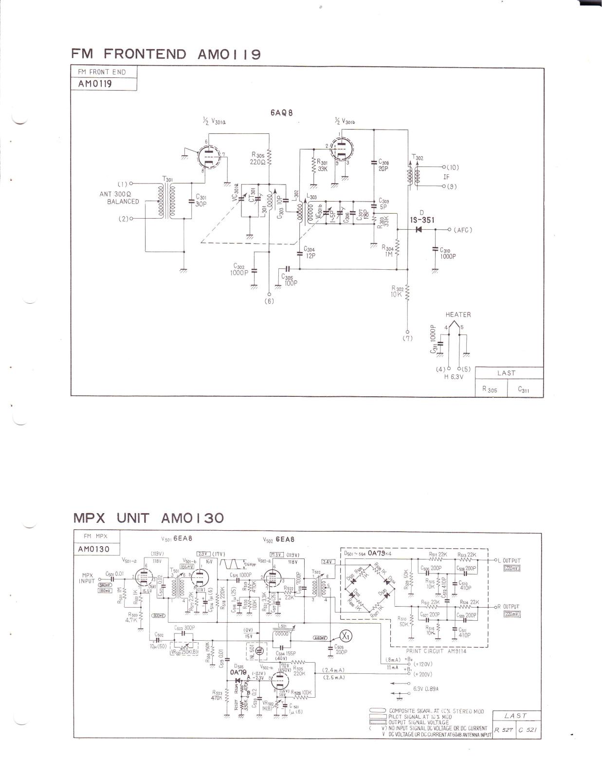 Pioneer AM-0119, AM-0130 Schematic