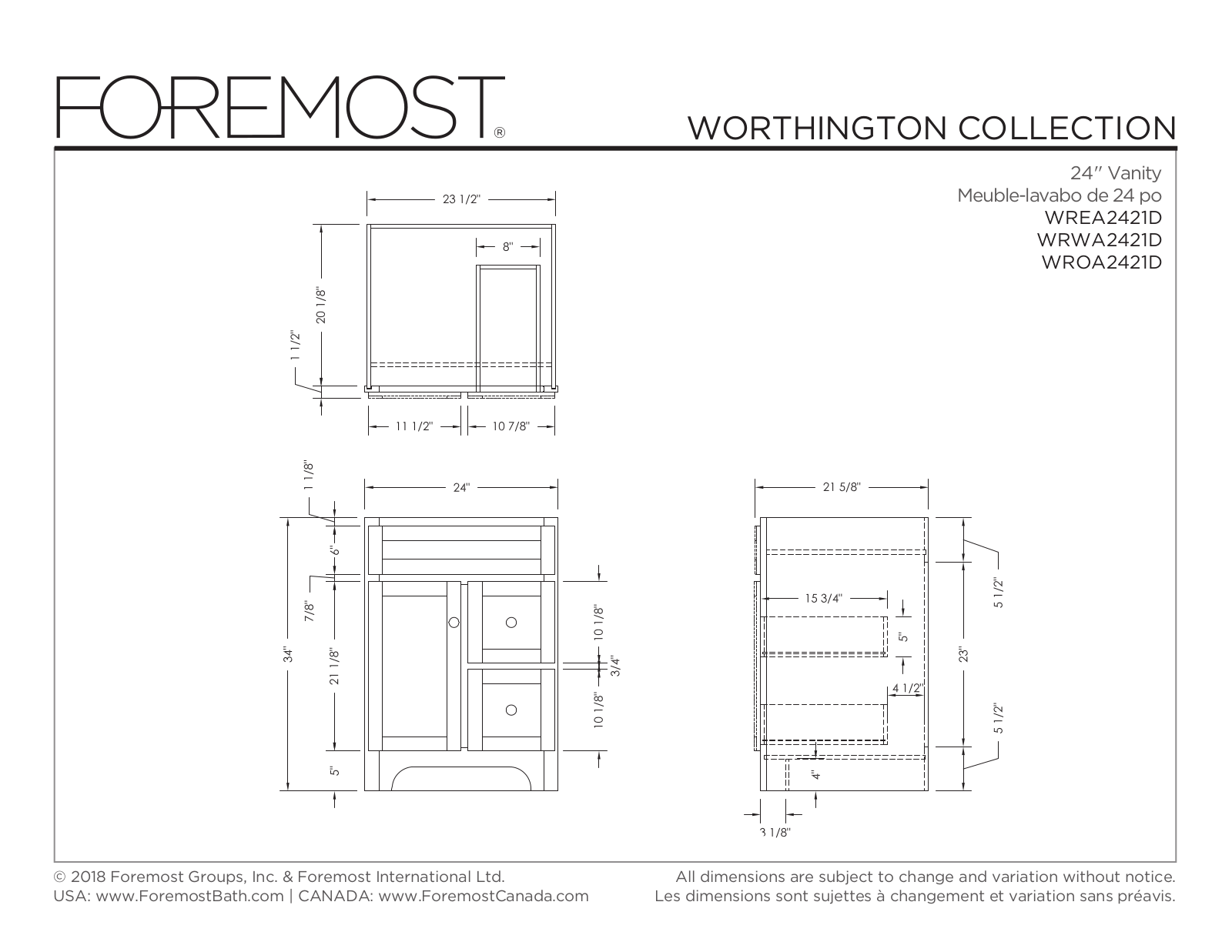 Foremost WREA2421D Specifications