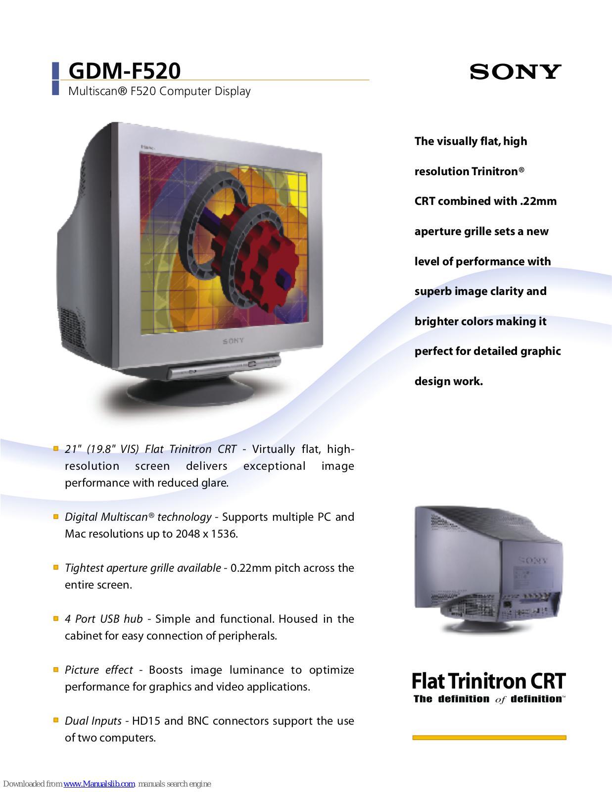 Sony GDM-F520 Marketing, Multiscan GDM-F520 Specifications