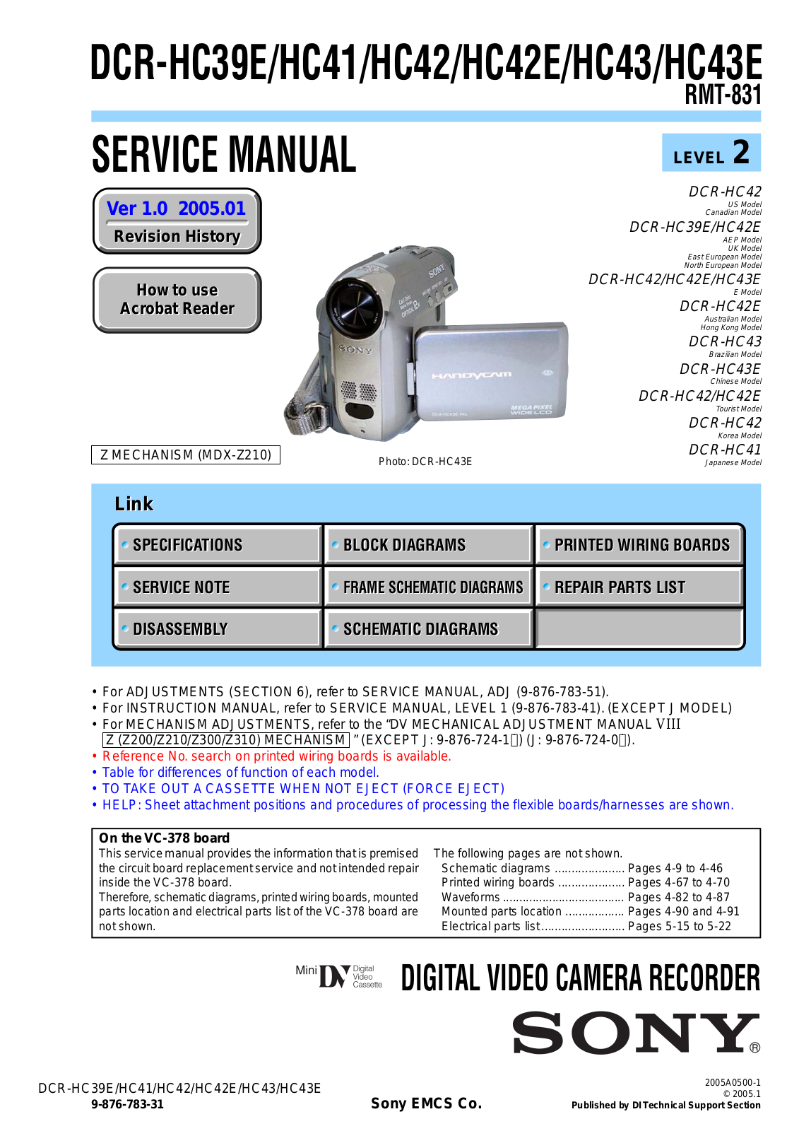 Sony DCR-HC39E, DCR-HC41, DCR-HC42 Service Manual