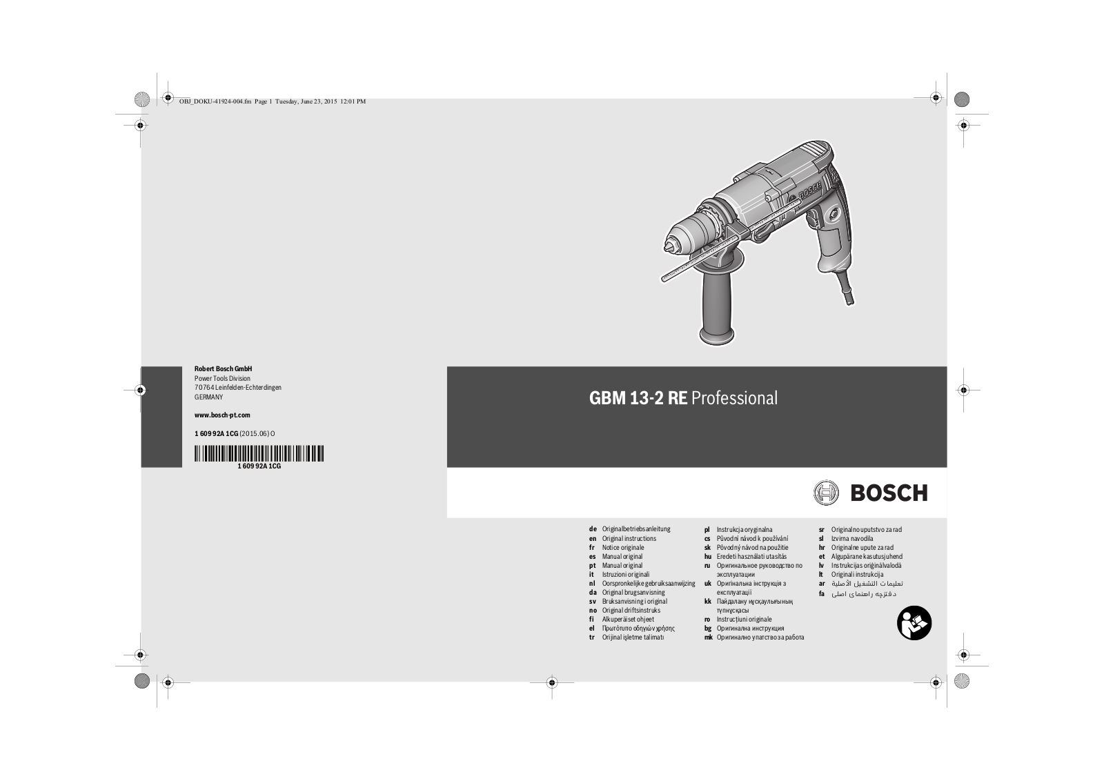 Bosch GBM 13-2 RE Professional User guide