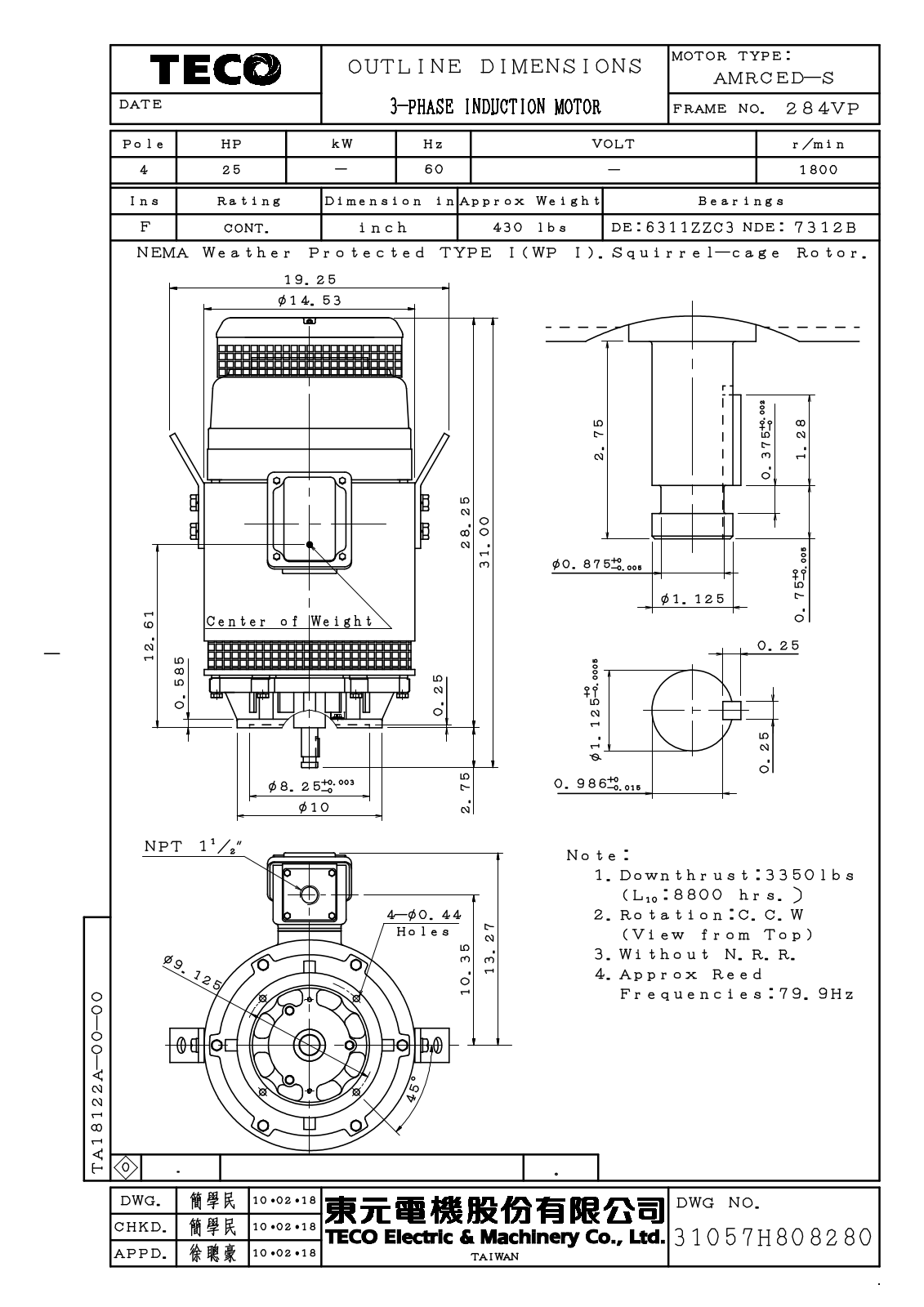 Teco VSP0254 Reference Drawing