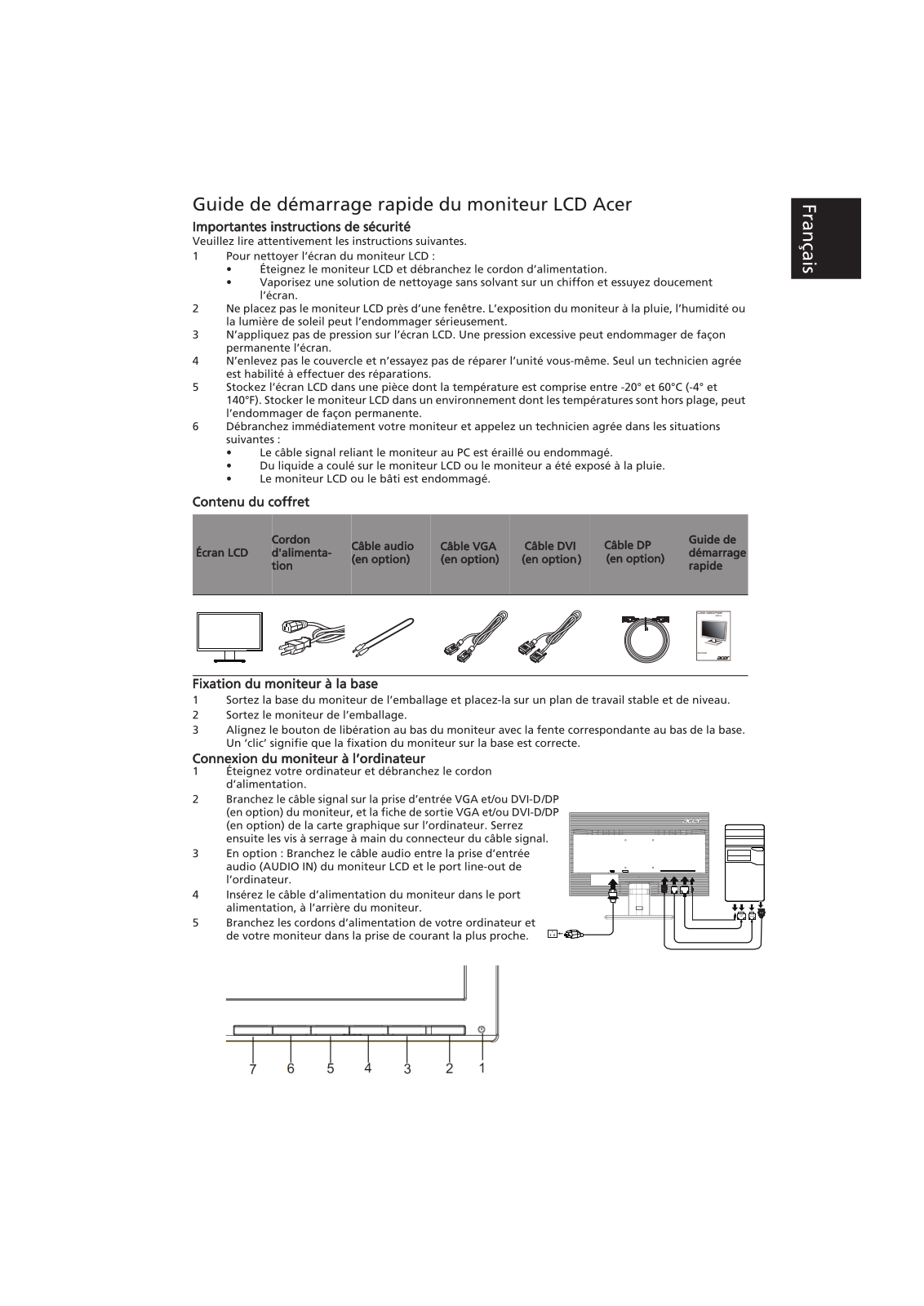 Acer V246HL QUICK START GUIDE