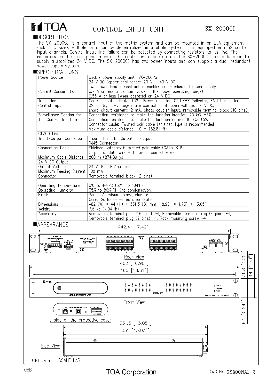 TOA SX-2000CI User Manual