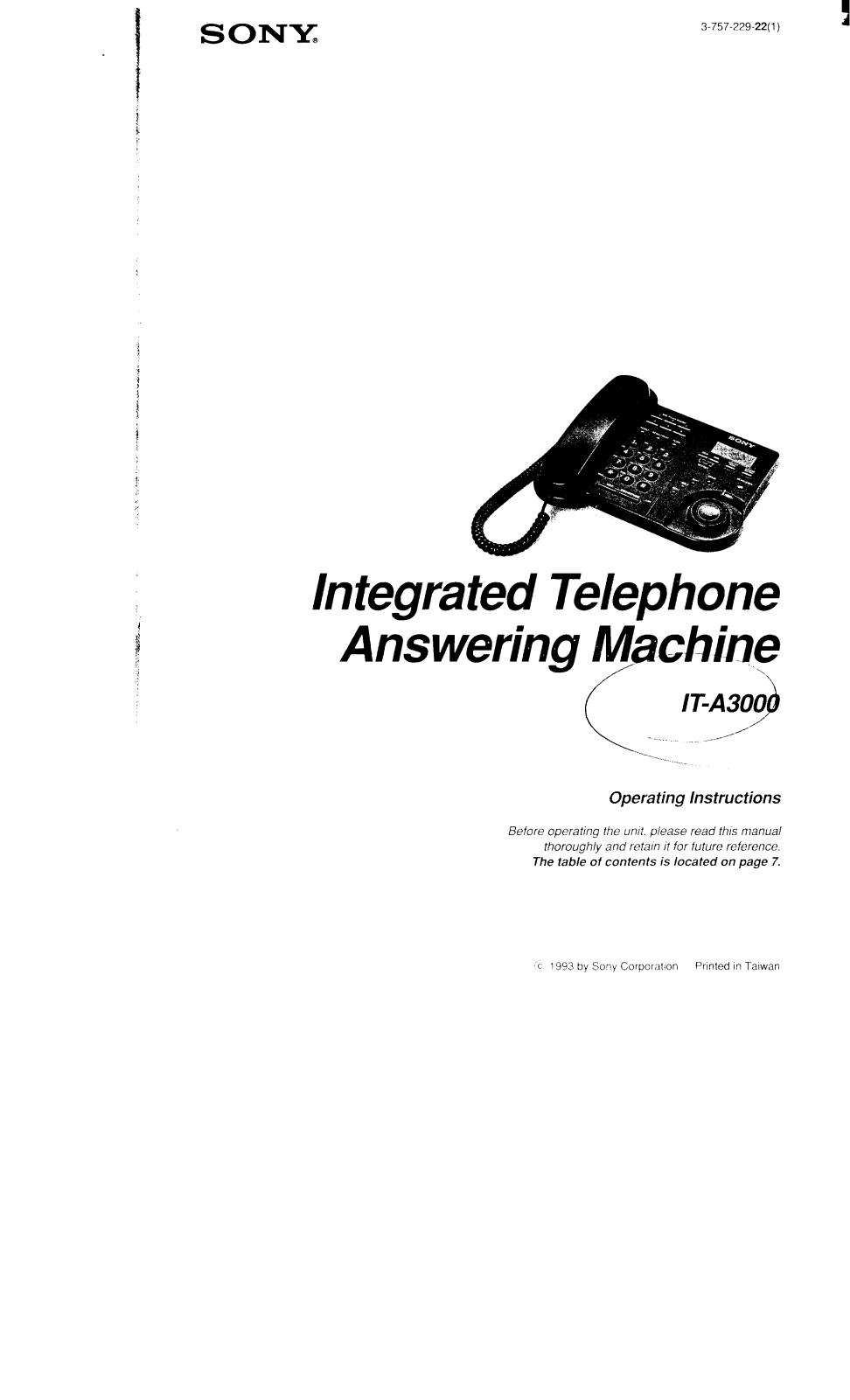 Sony IT-A3000 Operating Instructions