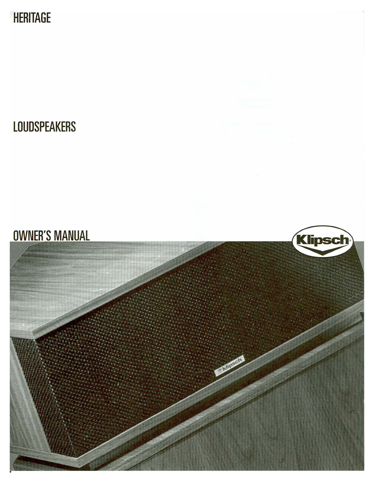 Klipsch Heritage Owners manual