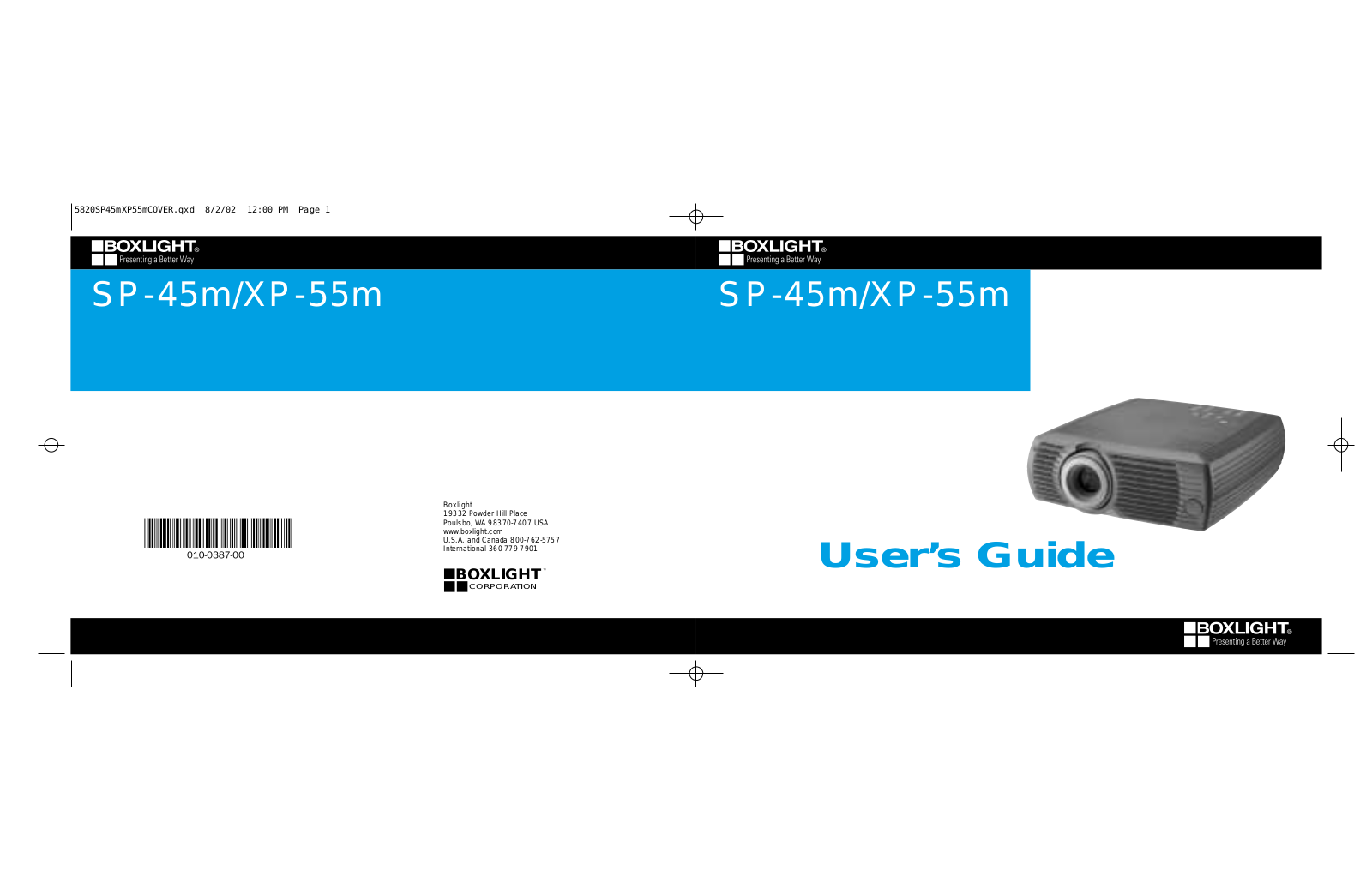 BOXLIGHT XP-55m, SP-45m Owner's Manual