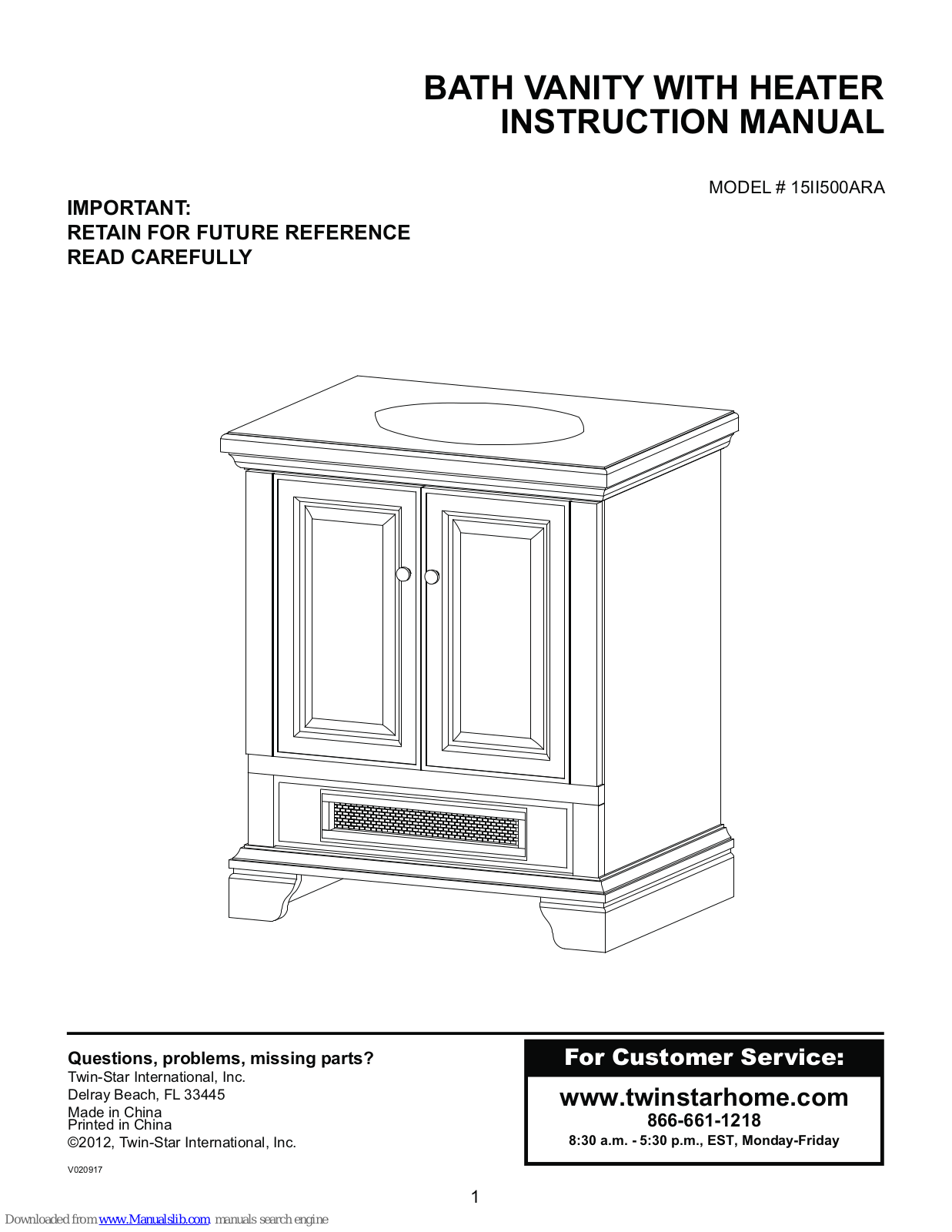 Twin-Star International 15II500ARA Instruction Manual