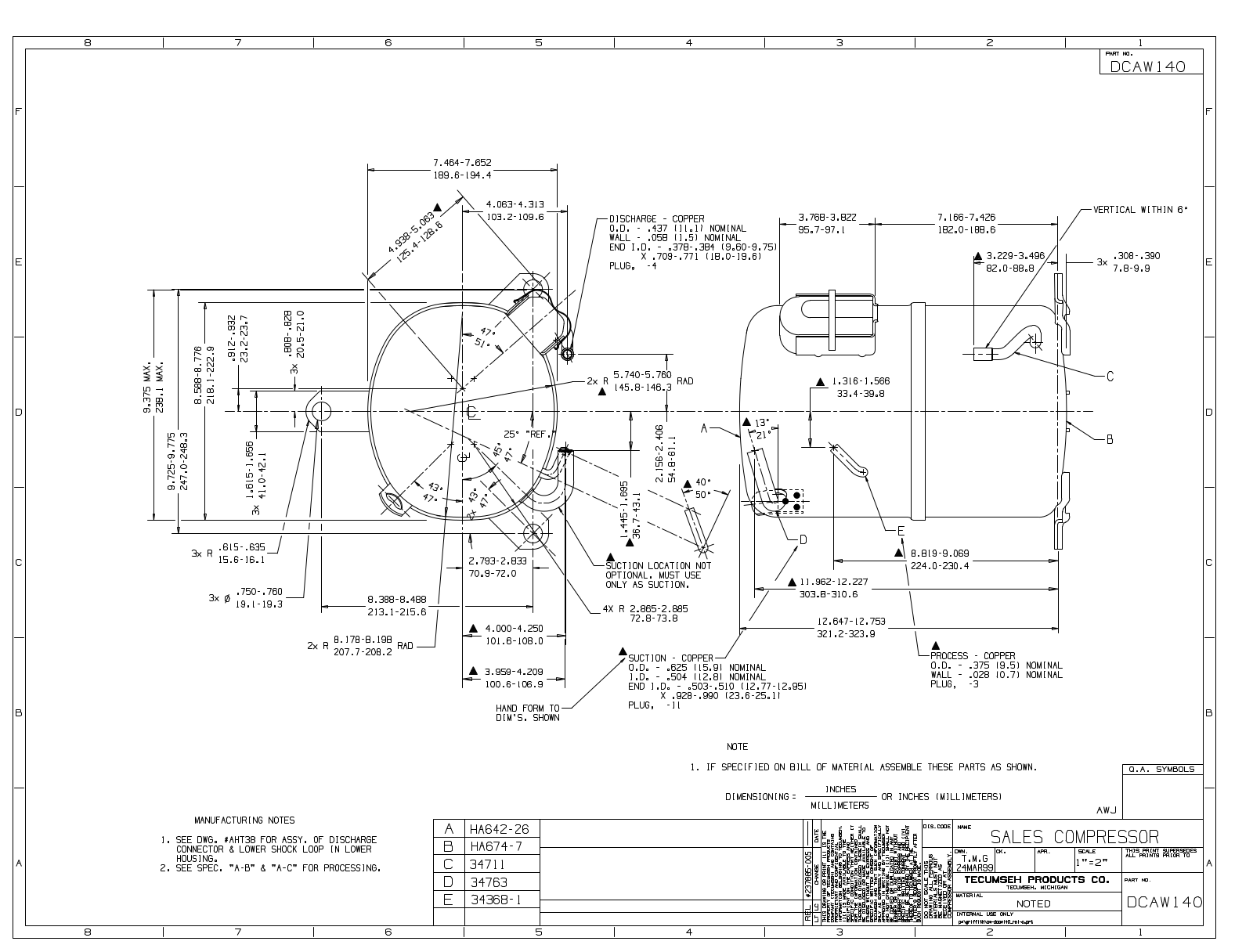 Tecumseh AWJ5520EXN, AWJ5528EXN, AWJ5532EVA, AWJ5532EXN Drawing Data