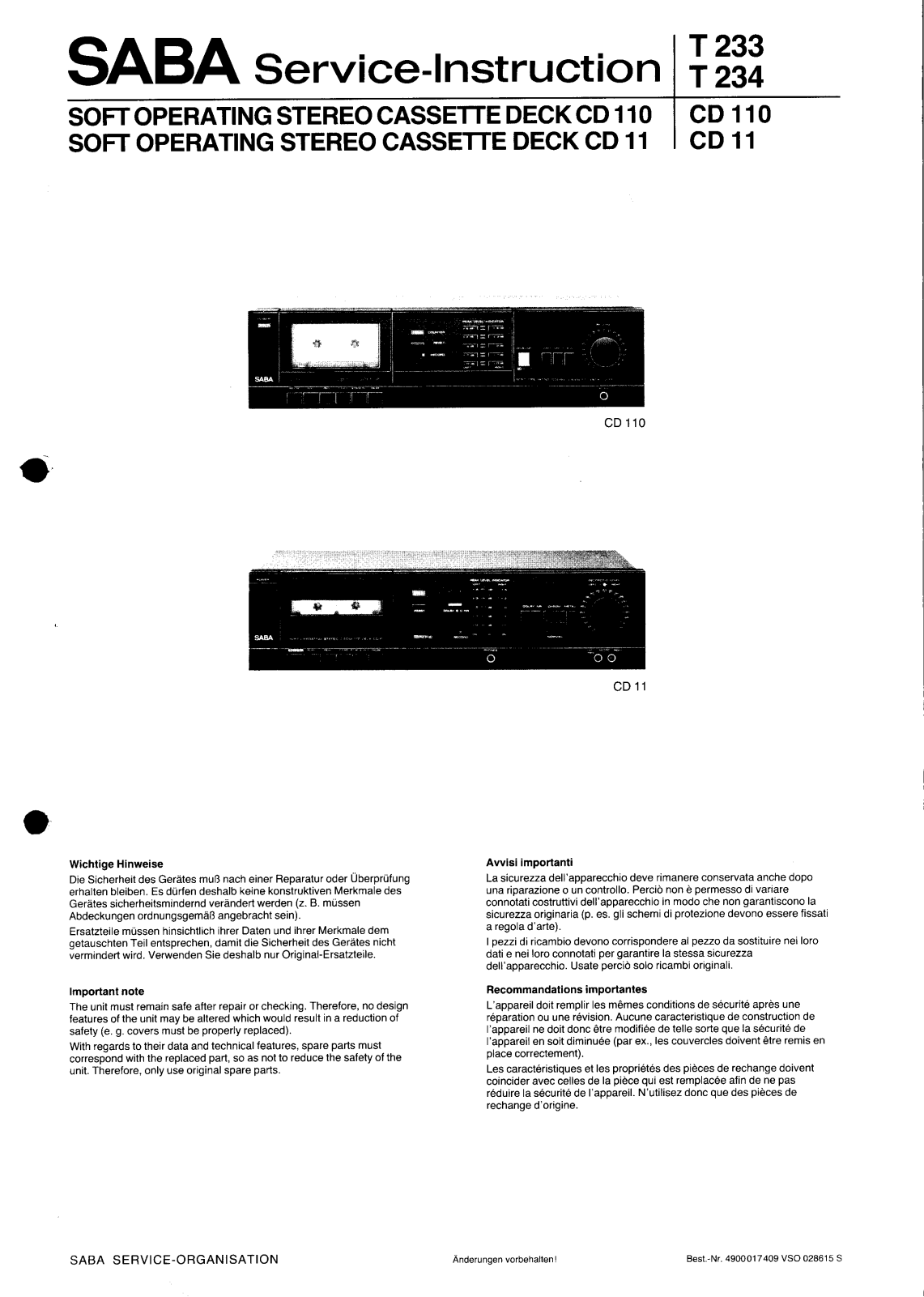 Saba CD-11, CD-110 Service manual