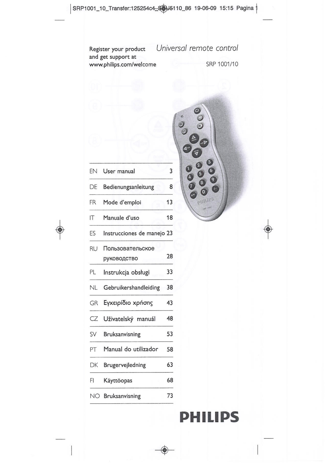 Philips SRP 1001-10, SRP 1001 User Manual