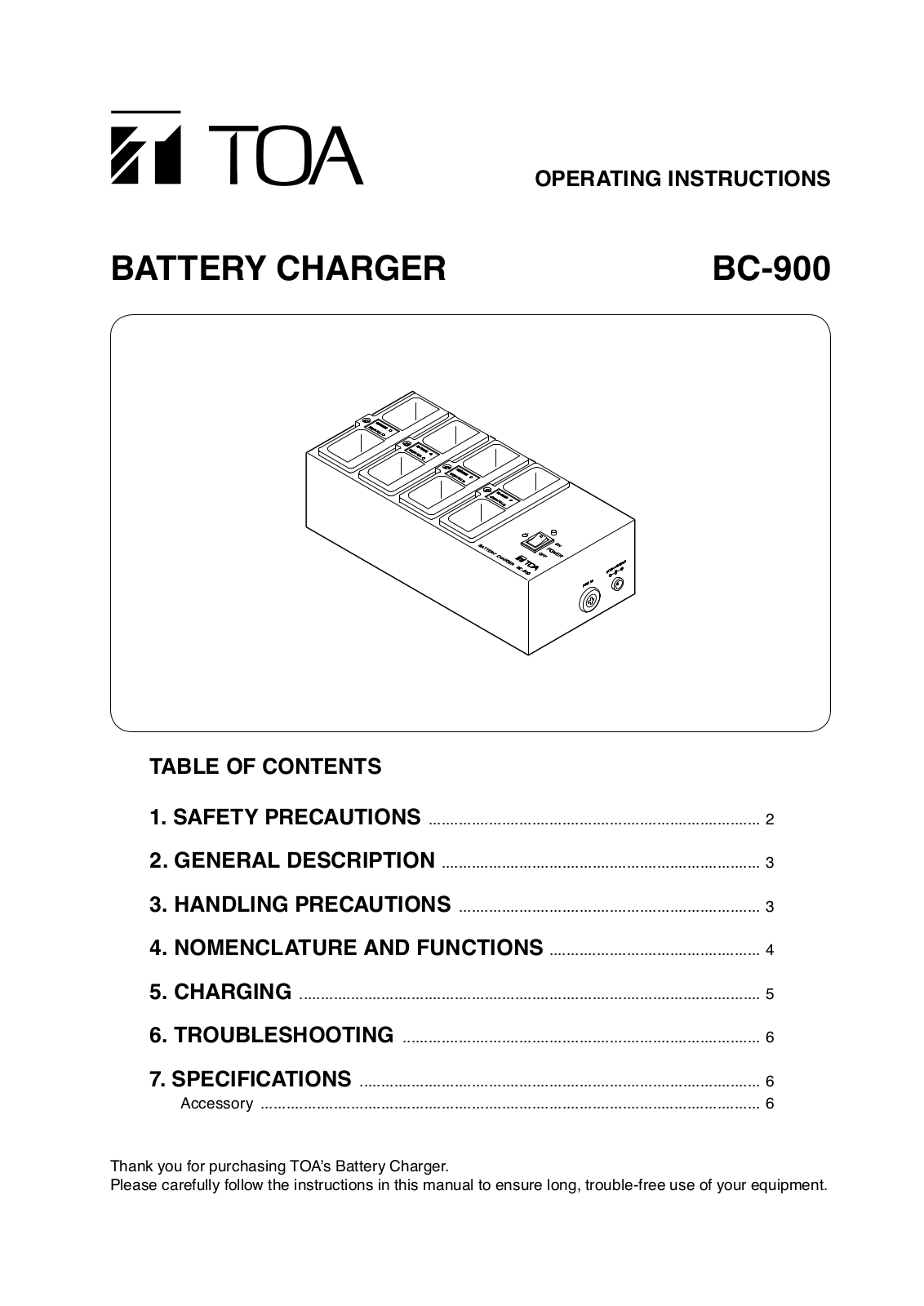 Toa BC-900 User Manual