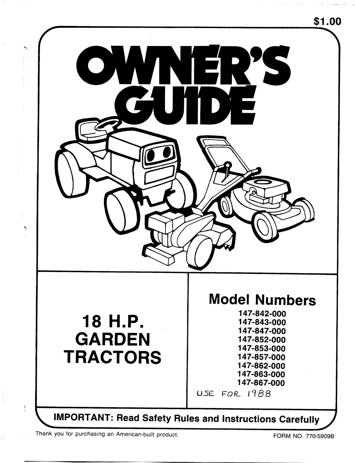 MTD 147-842-000, 147-863-000, 147-862-000, 147-852-000, 147-853-000 User Manual