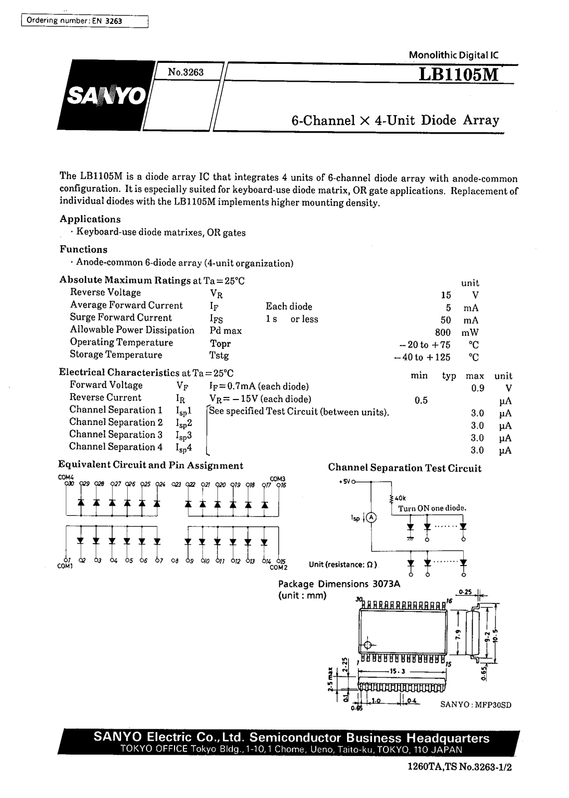 SANYO LB1105M Datasheet