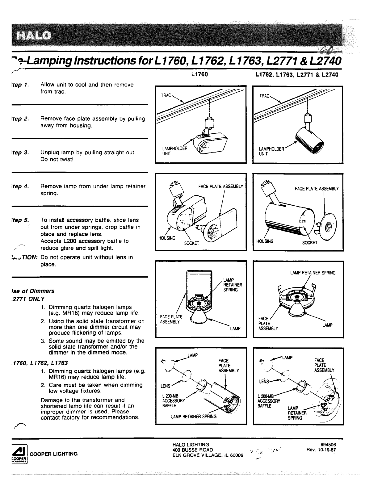 HALO Re-Lamping Instruction Manual