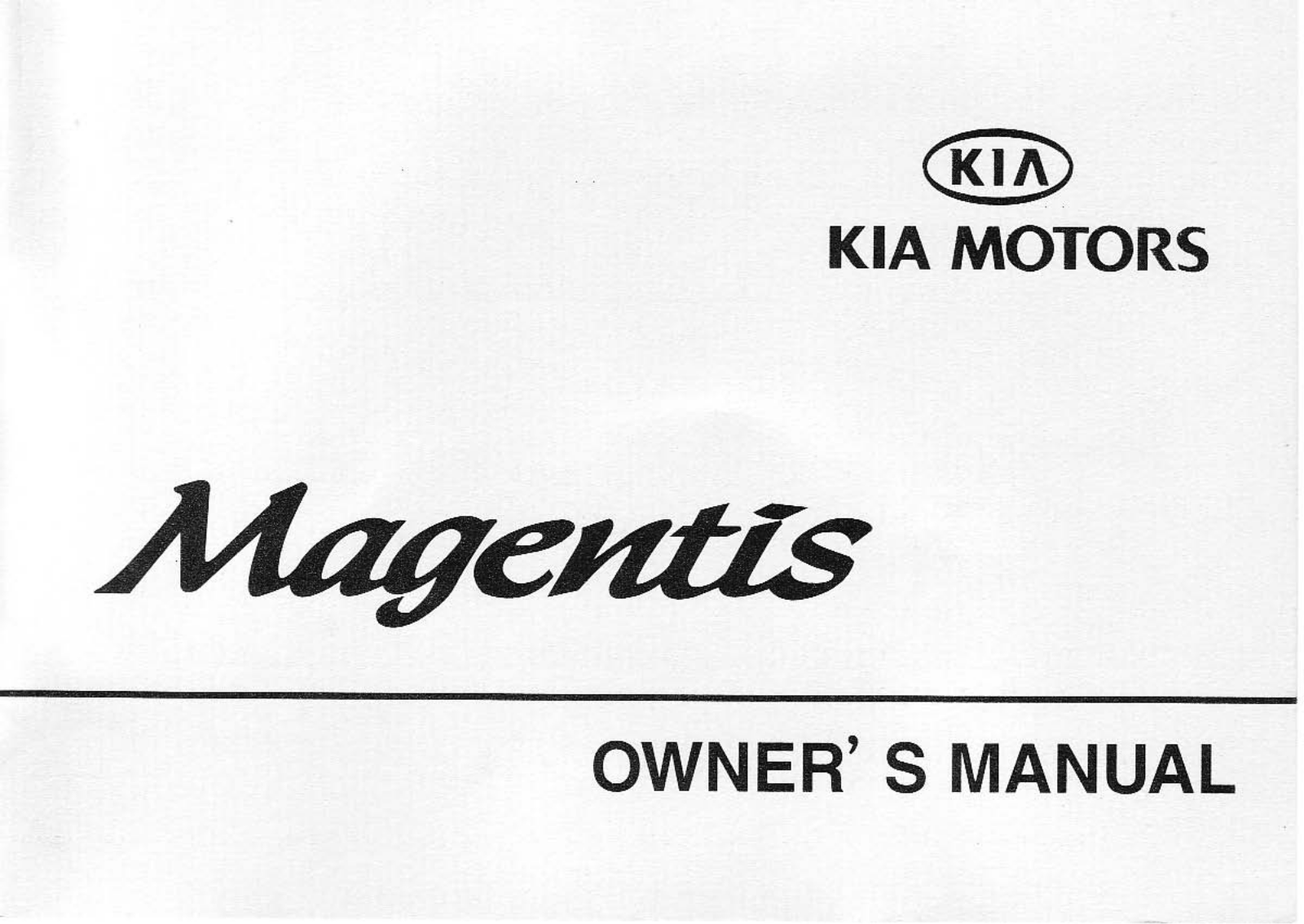 Kia MAGENTIS 2001 Owner Manual