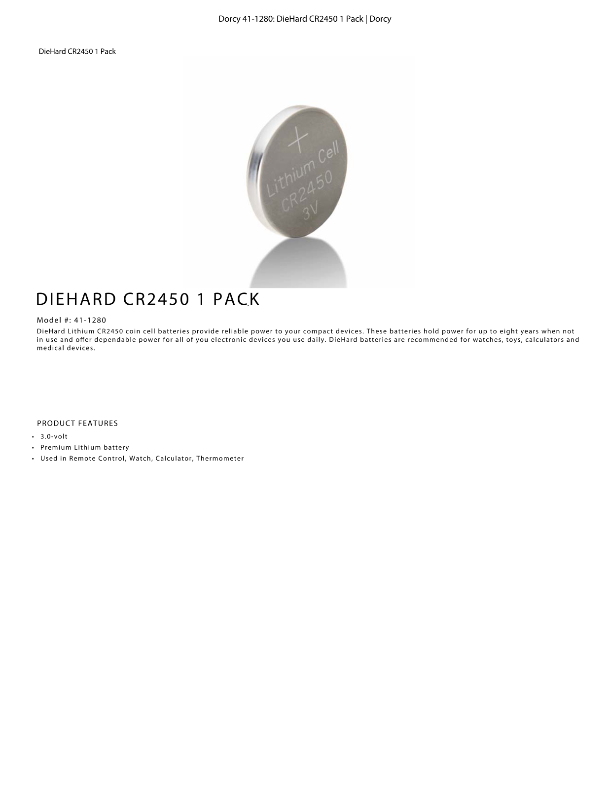 DieHard 41-1280 Data Sheet - ManualMachine.com