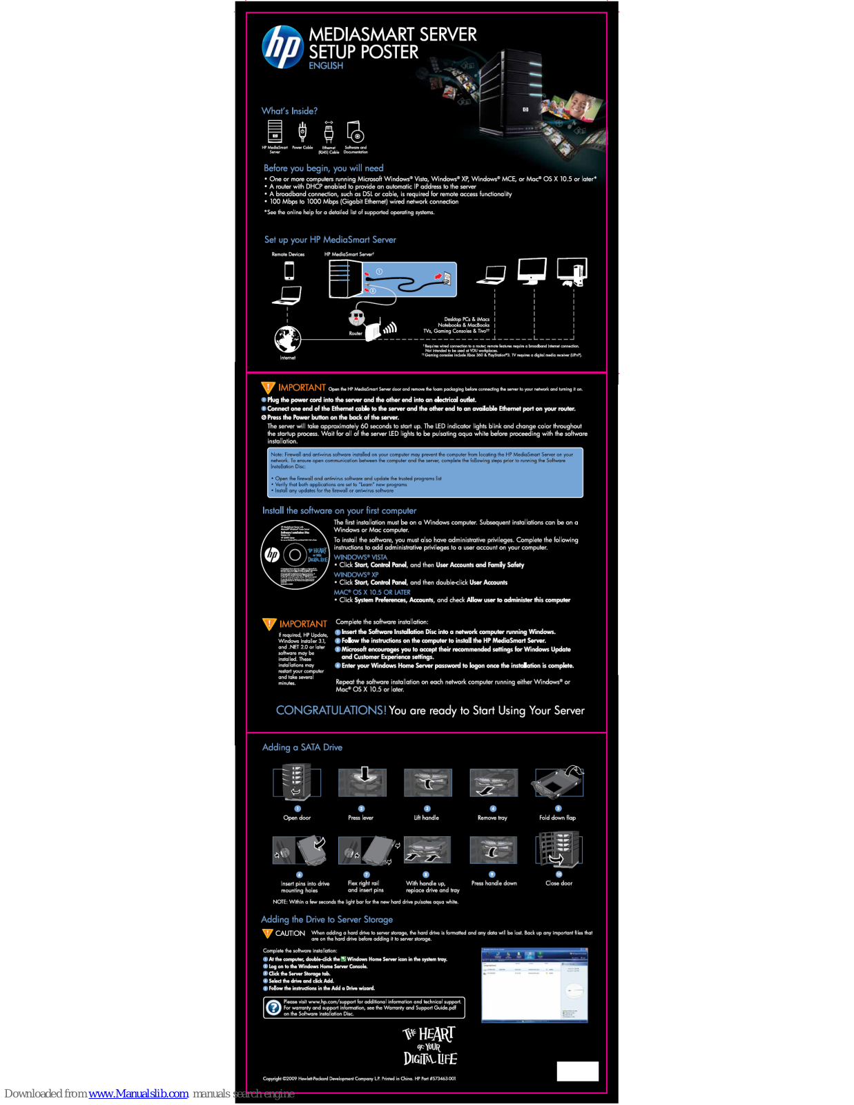 HP MediaSmart EX495 Setup Poster