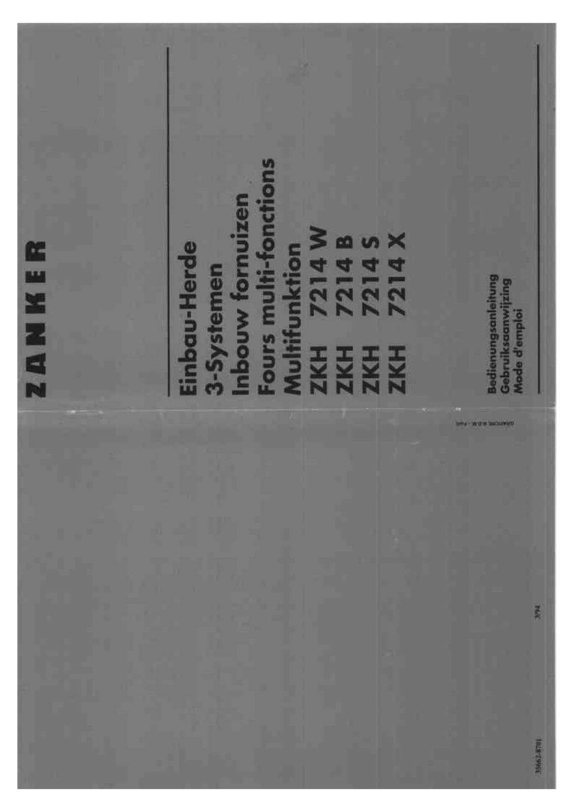 Zanker ZKH7214S, ZKH7214W, ZKH7214X, ZKH7214B User Manual