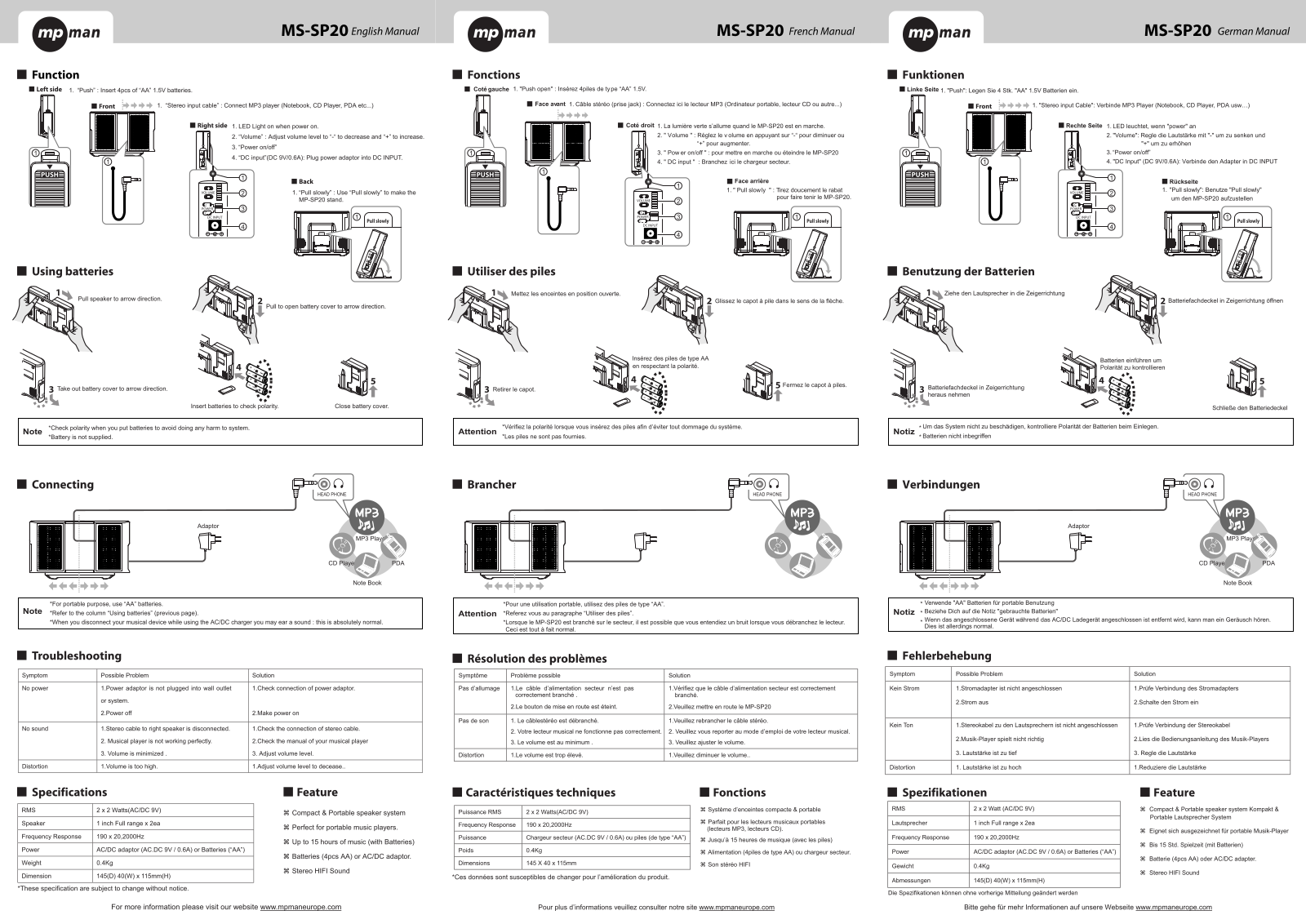 MPMAN MP-SP20 User Manual