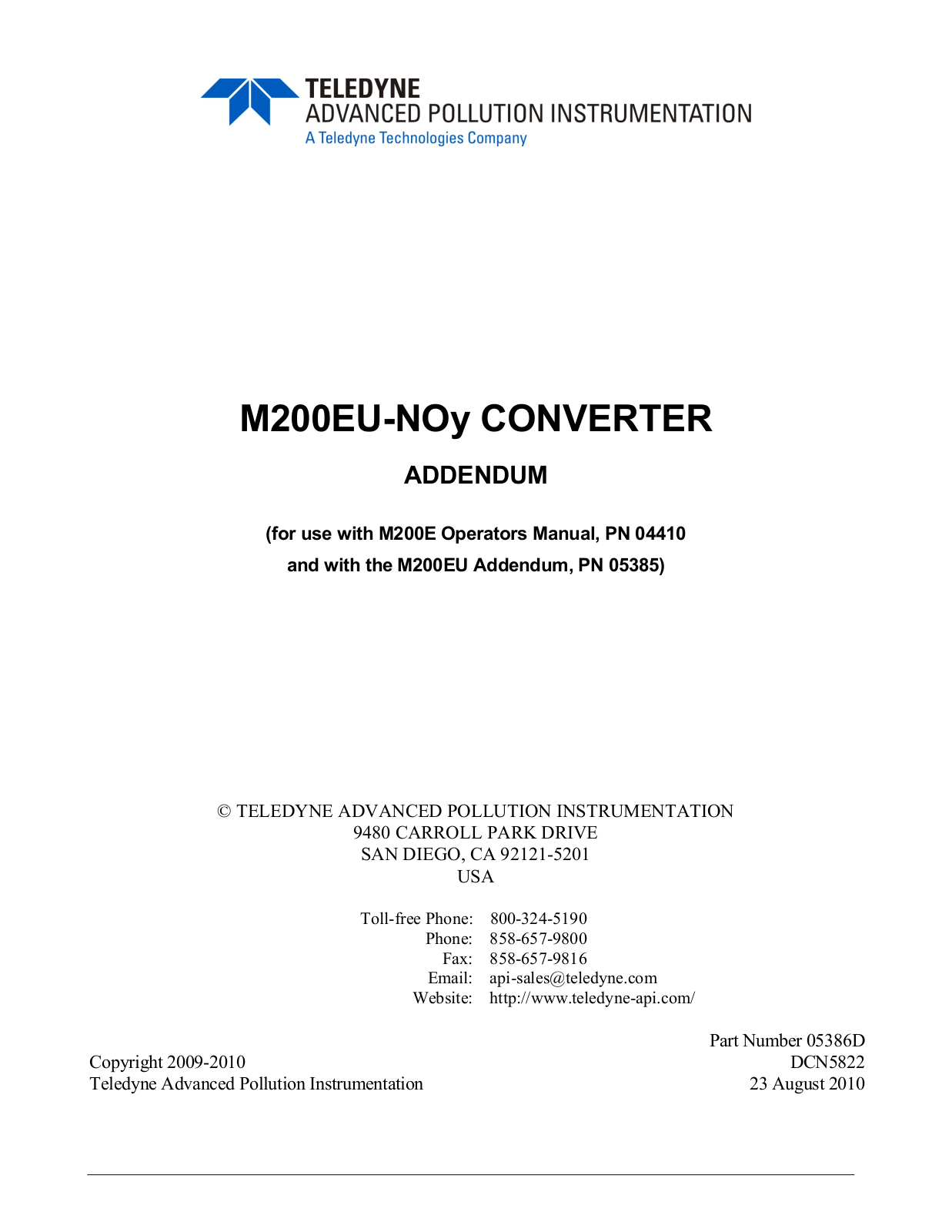 Teledyne 05386D User Manual