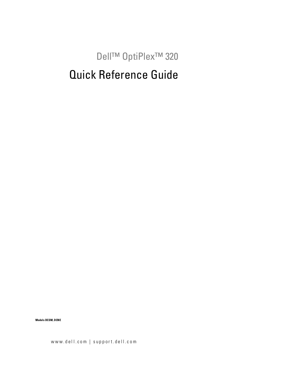 Dell OptiPlex 320 Quick Reference Guide