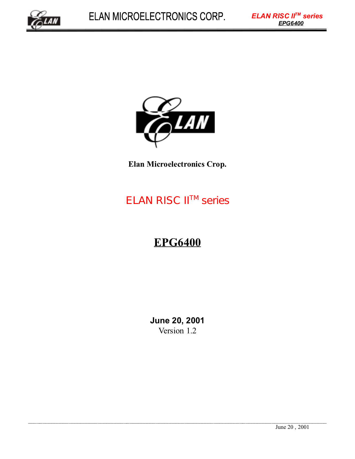 ELAN EPG6400 Datasheet