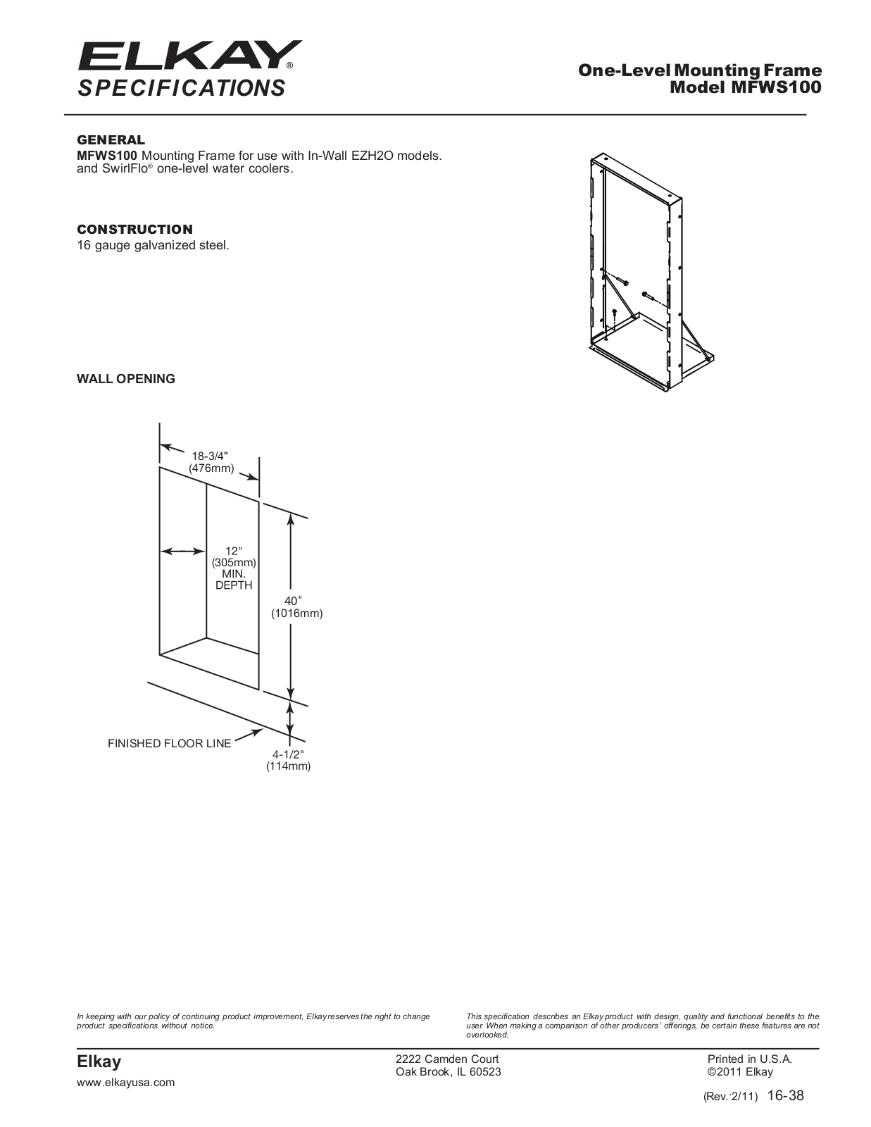 Elkay MFWS100 User Manual