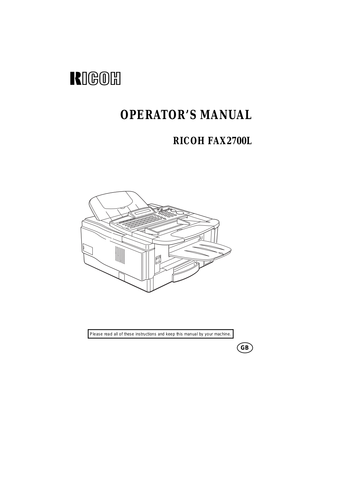 Ricoh FAX2700L Operator’s Manual FX27OMUK