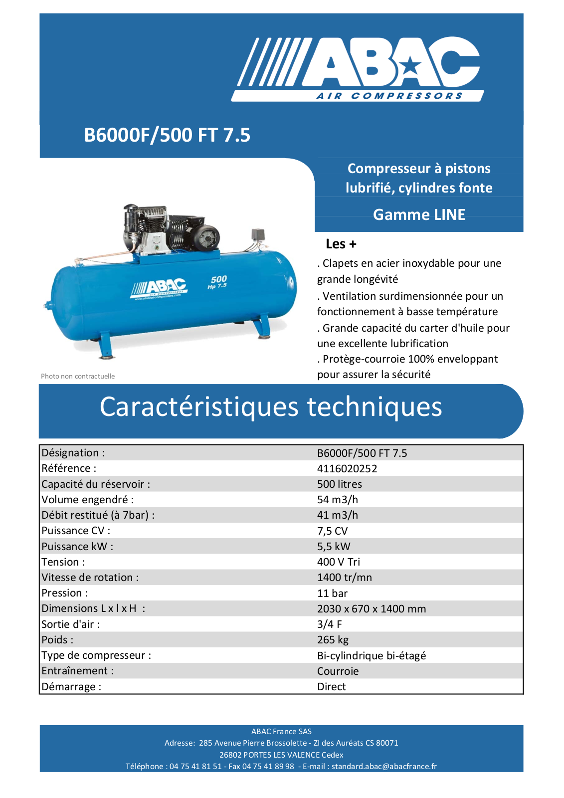 Abac B6000F/500 FT 7.5 Specification - ManualMachine.com