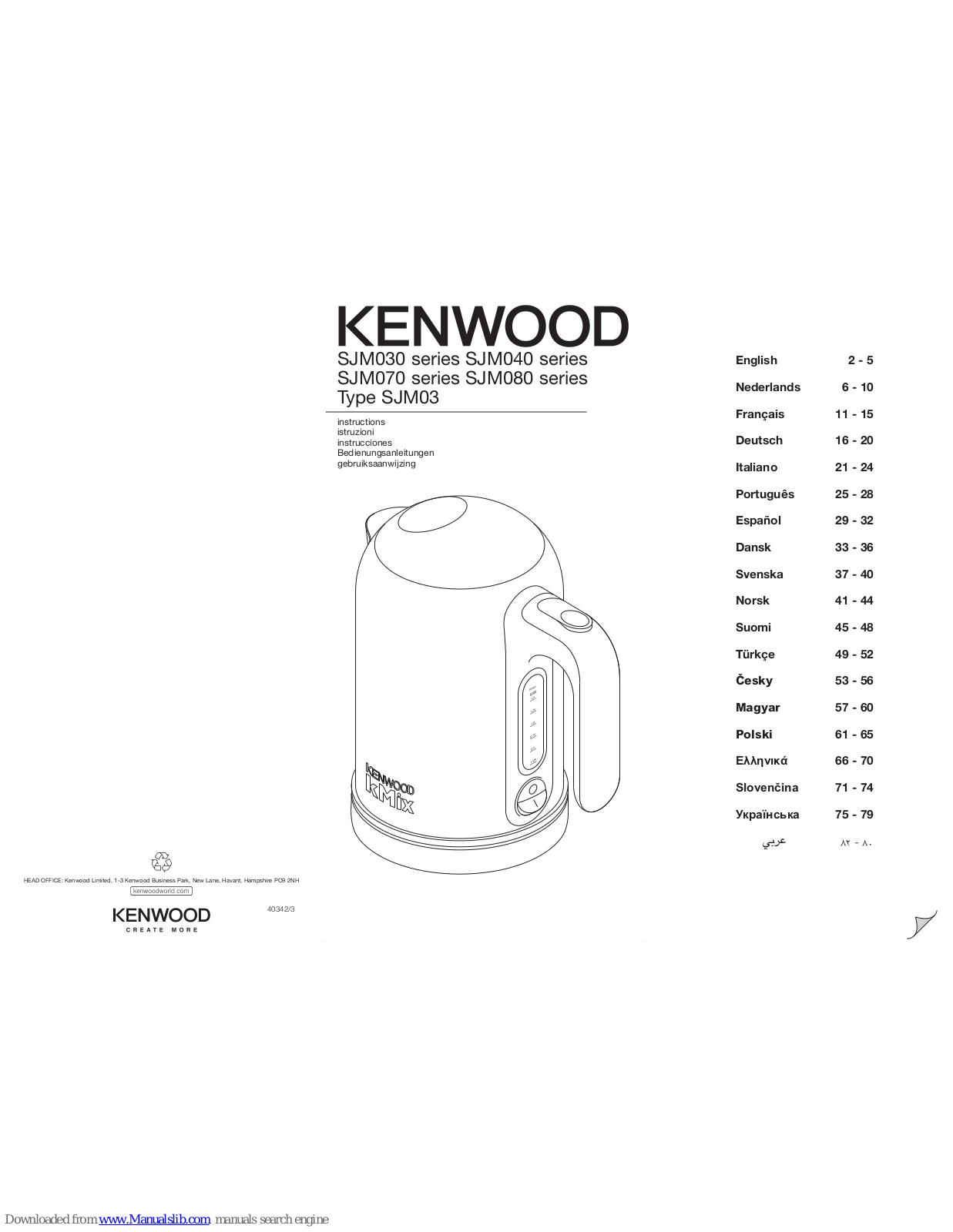 Kenwood SJM030 series, SJM040 series, SJM080 series, SJM070 series, SJM020A series Instructions Manual