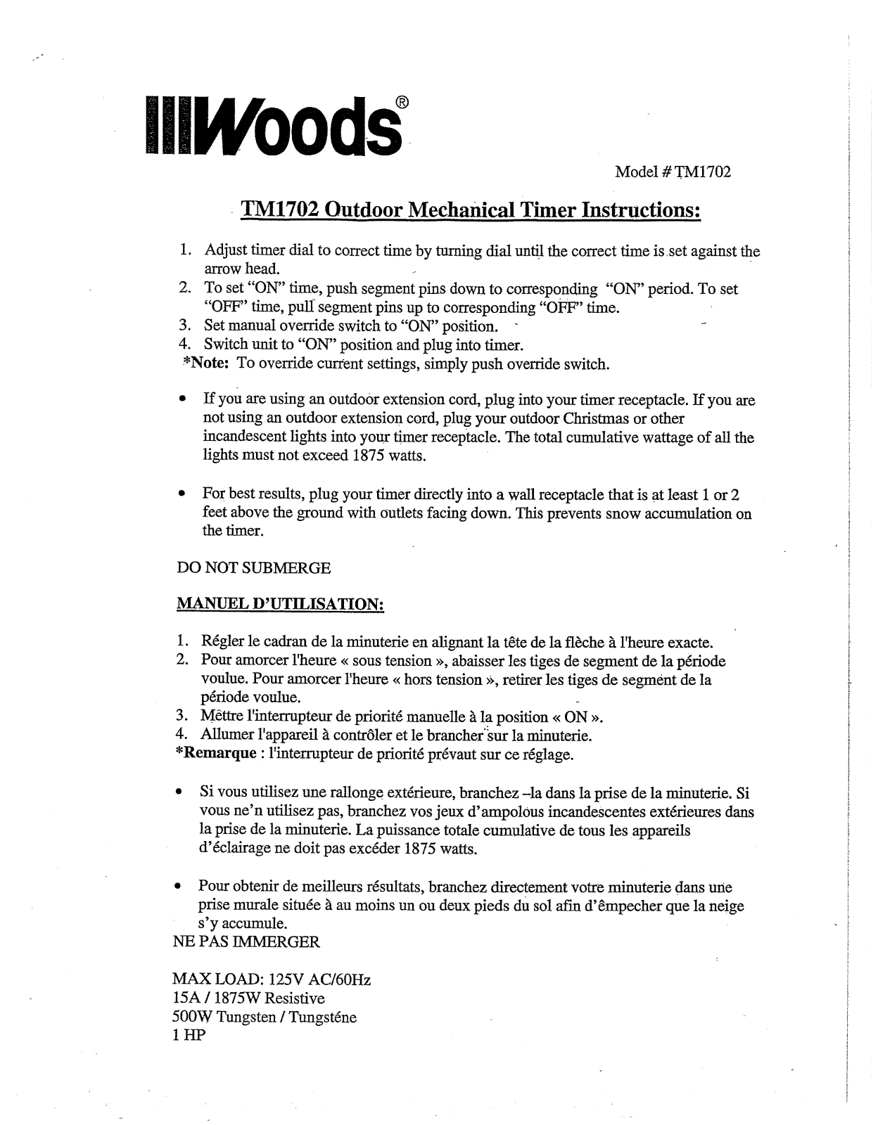 Woods TM1702 User Manual - ManualMachine.com