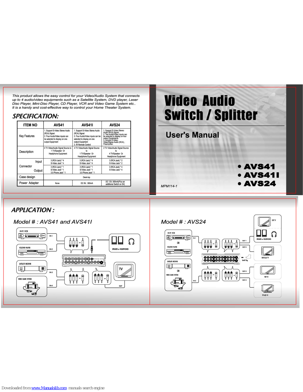 ConnectGear AVS24, AVS41i, AVS41 User Manual