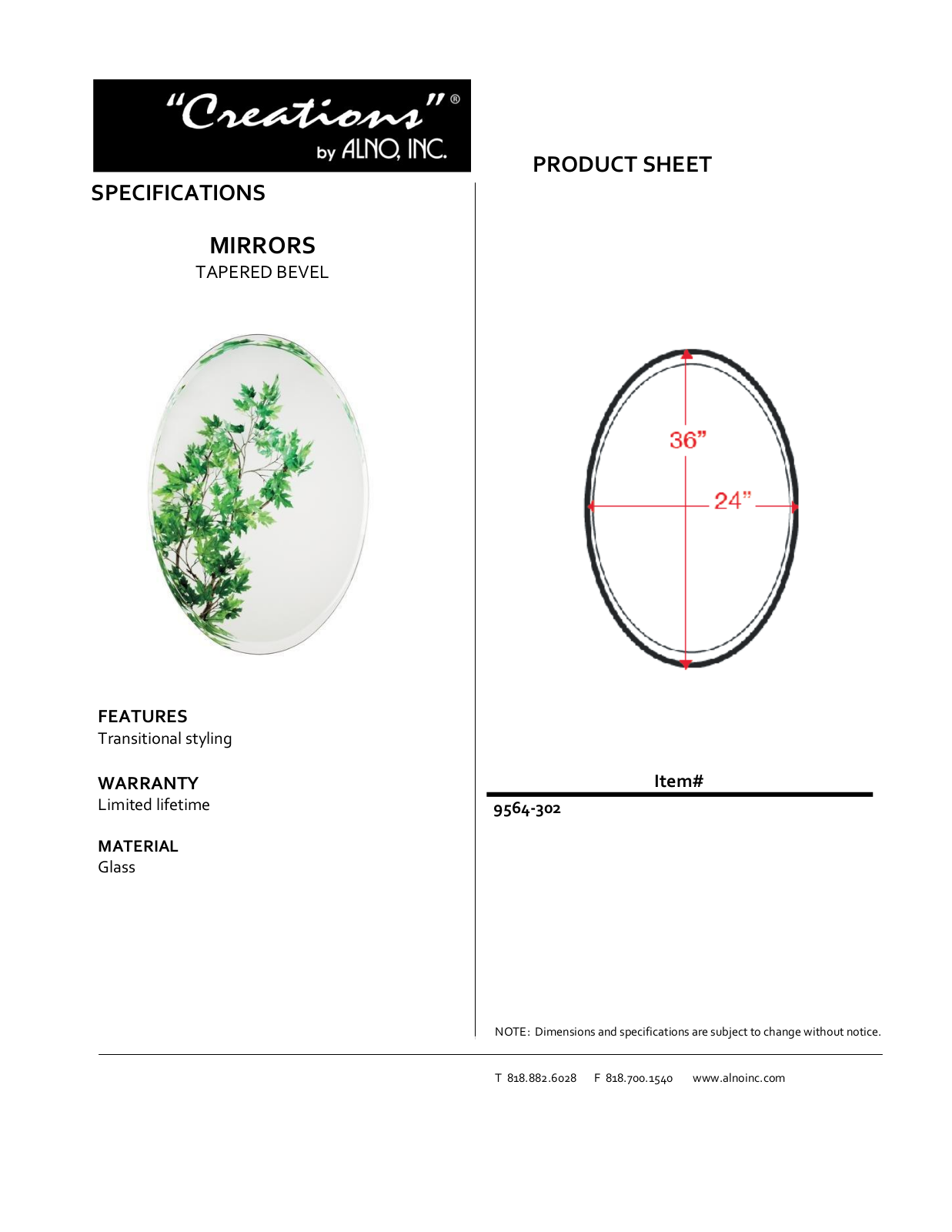 Alno Inc QAL1813 Specifications - ManualMachine.com