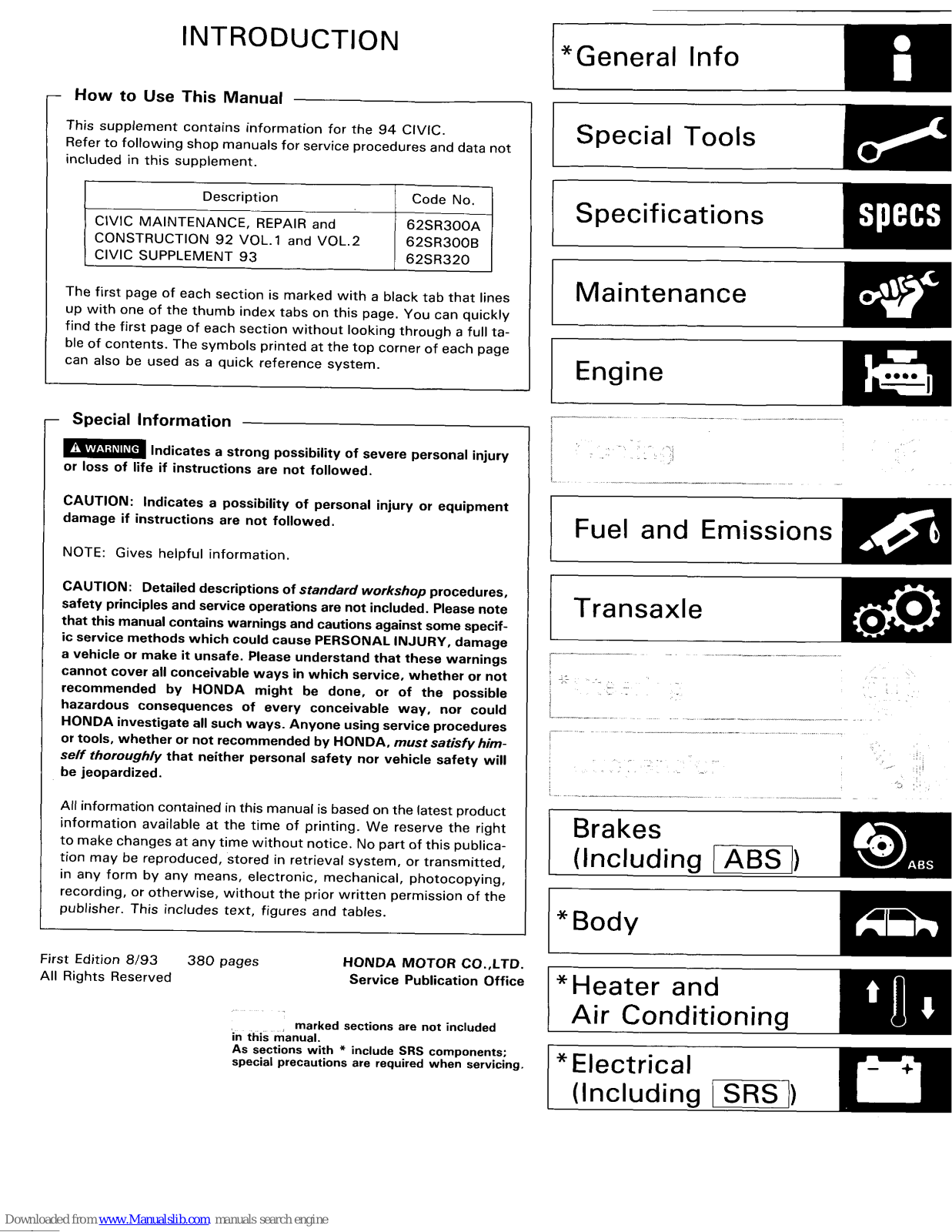 Honda Civic (1994) Service Manual