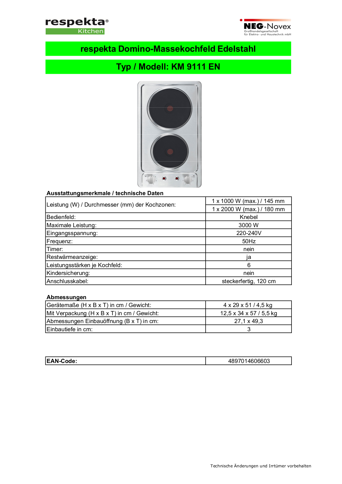 Respekta KM 9111 EN User Manual