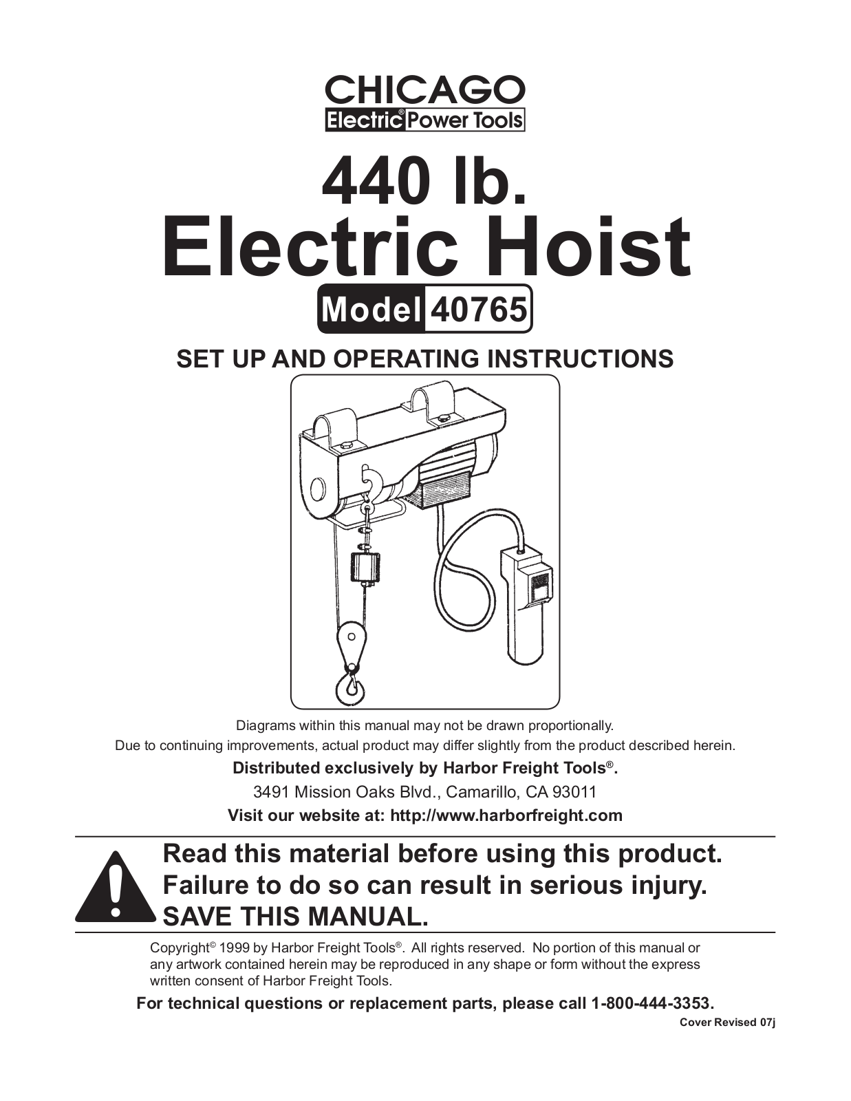 Chicago Electric 40765 User Manual