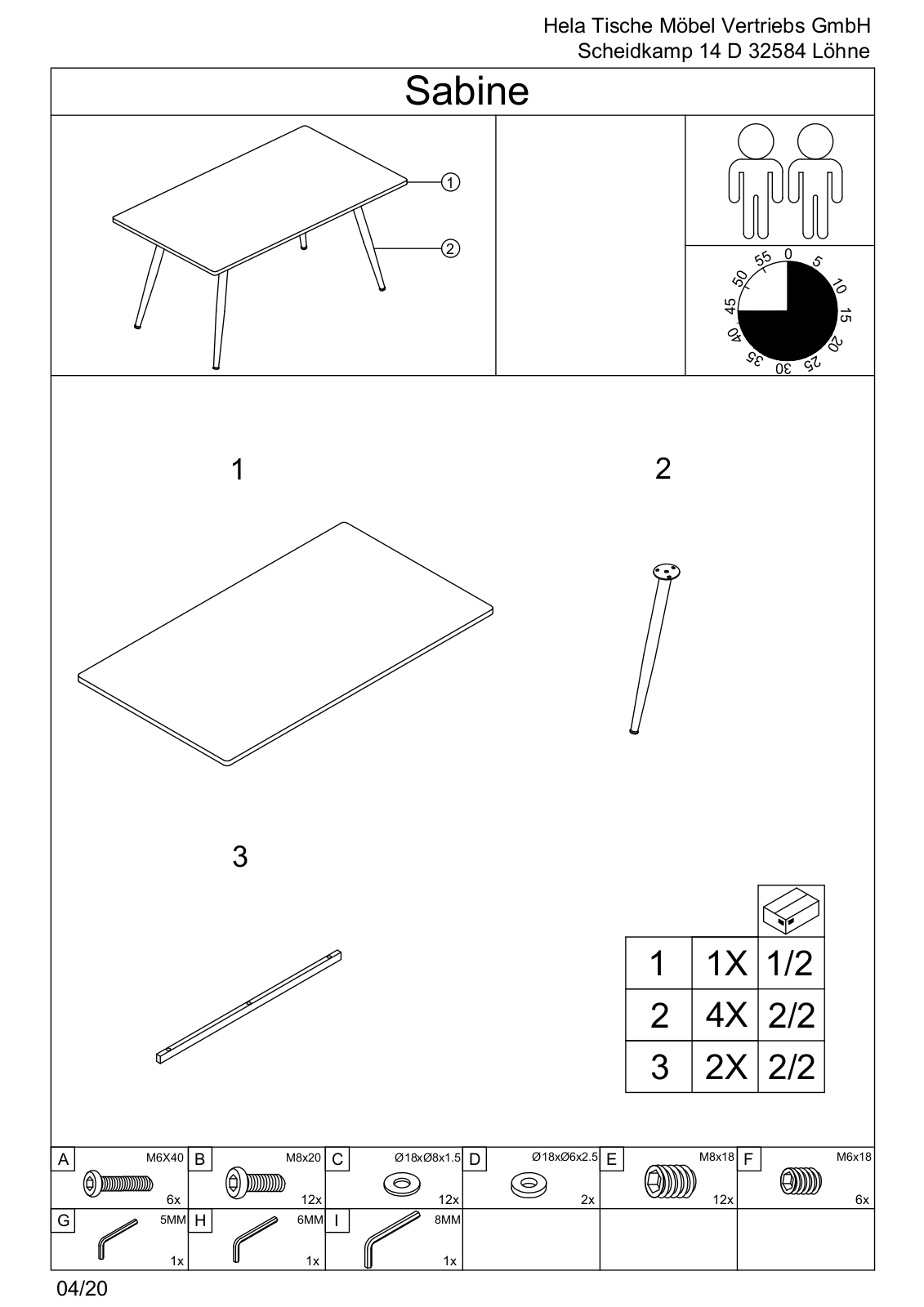 HELA Sabine Assembly instructions - ManualMachine.com