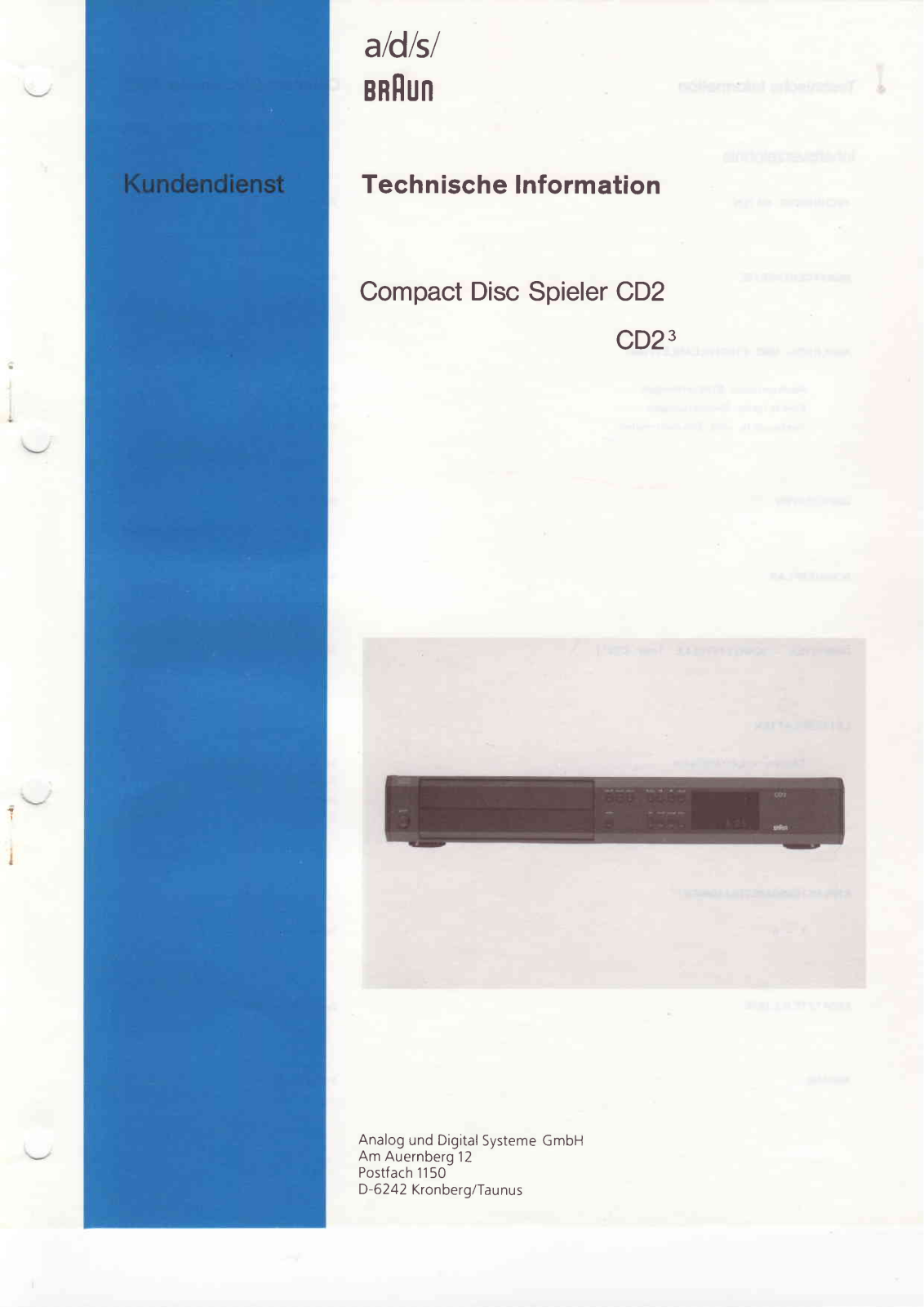 Braun CD-2 Service Manual