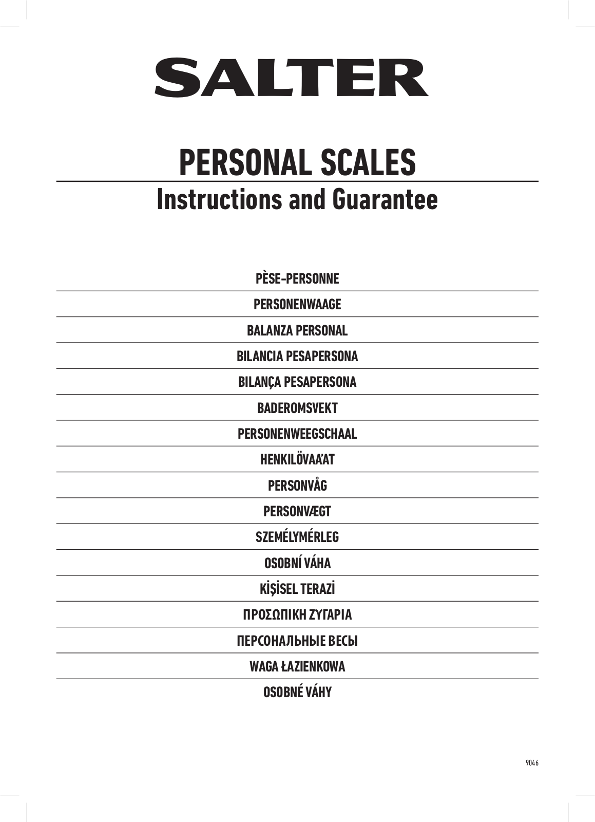 Salter 9051 SVGL3R User Manual