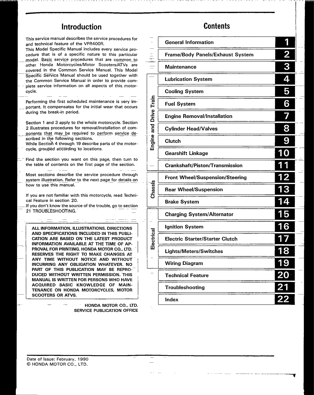 Honda VFR 400R, VFR 400 Service Manual C01