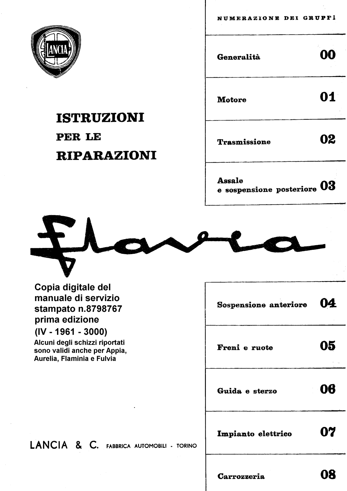 Lancia Flavia 1961 User Manual