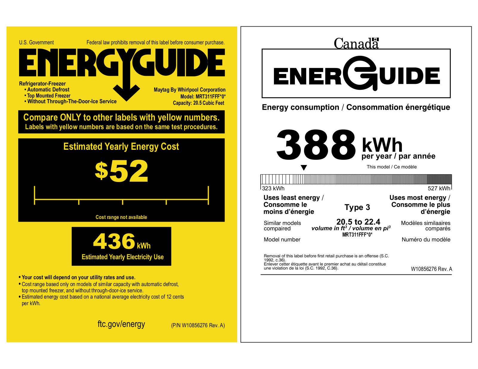 Maytag MRT311FFFZ Energy manual