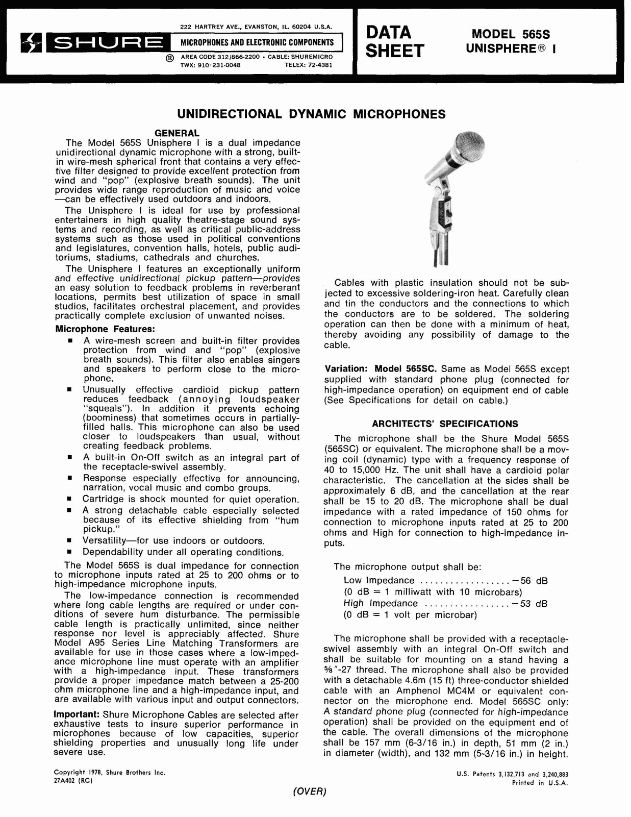 Shure 565S User Guide - ManualMachine.com