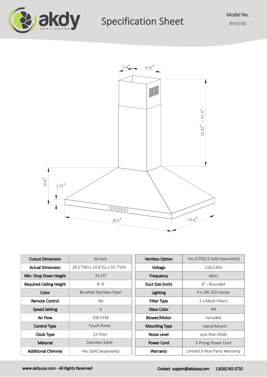 AKDY RH0390 Specifications