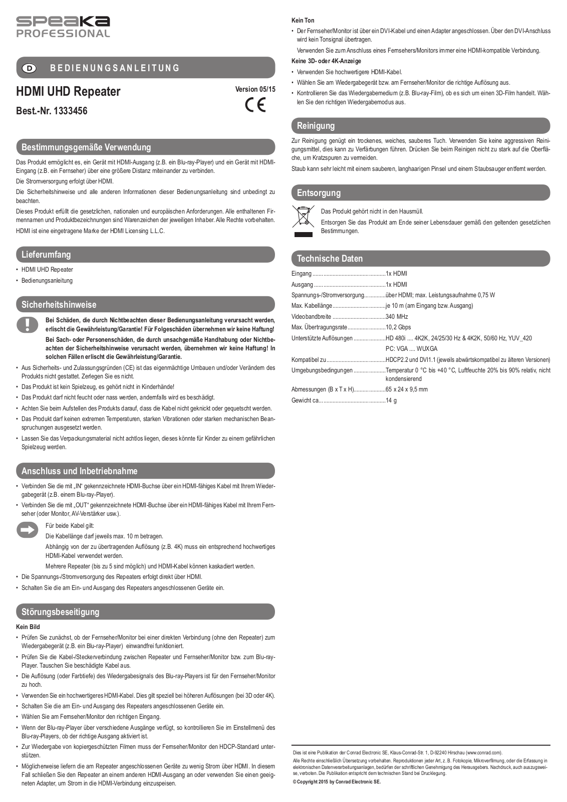 SpeaKa Professional 29180C17 Instructions