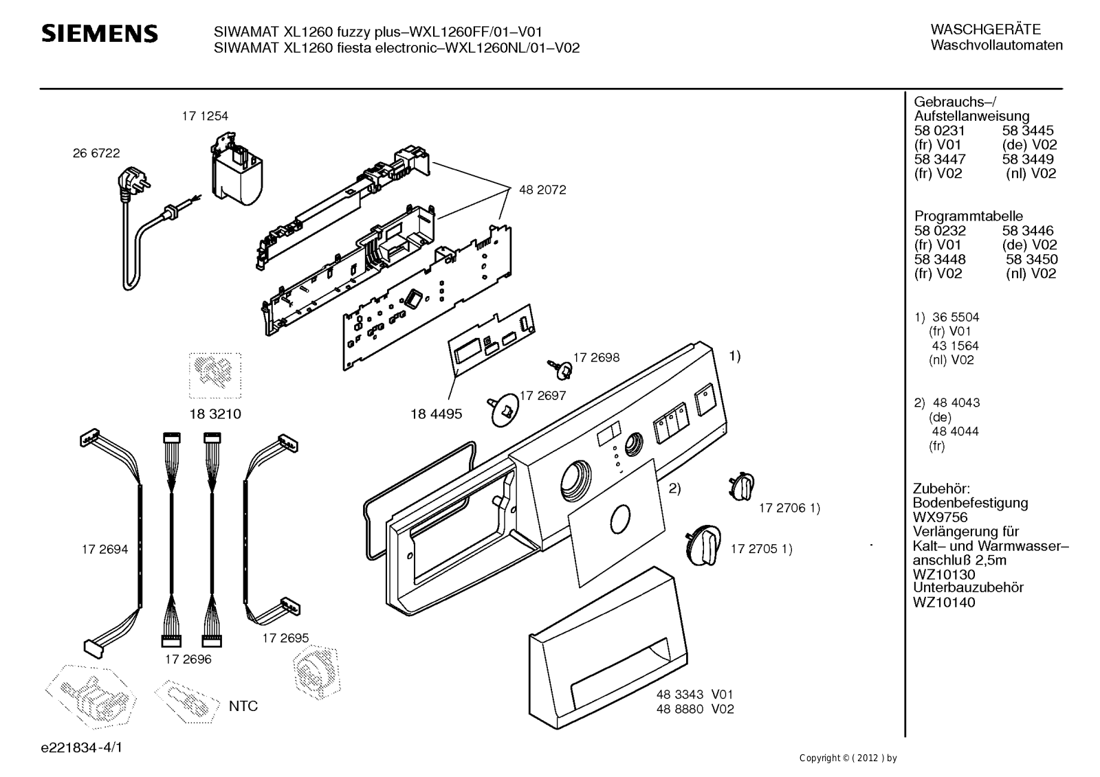 SIEMENS WXLP1260 User Manual