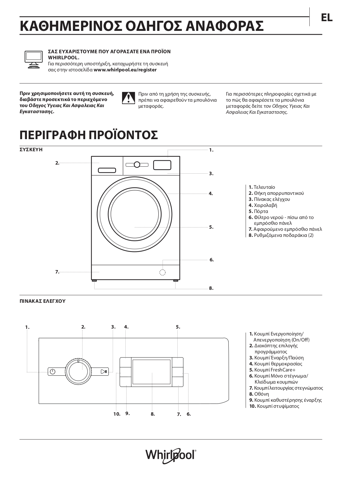 WHIRLPOOL FWDG 971682E WSV EU N Daily Reference Guide